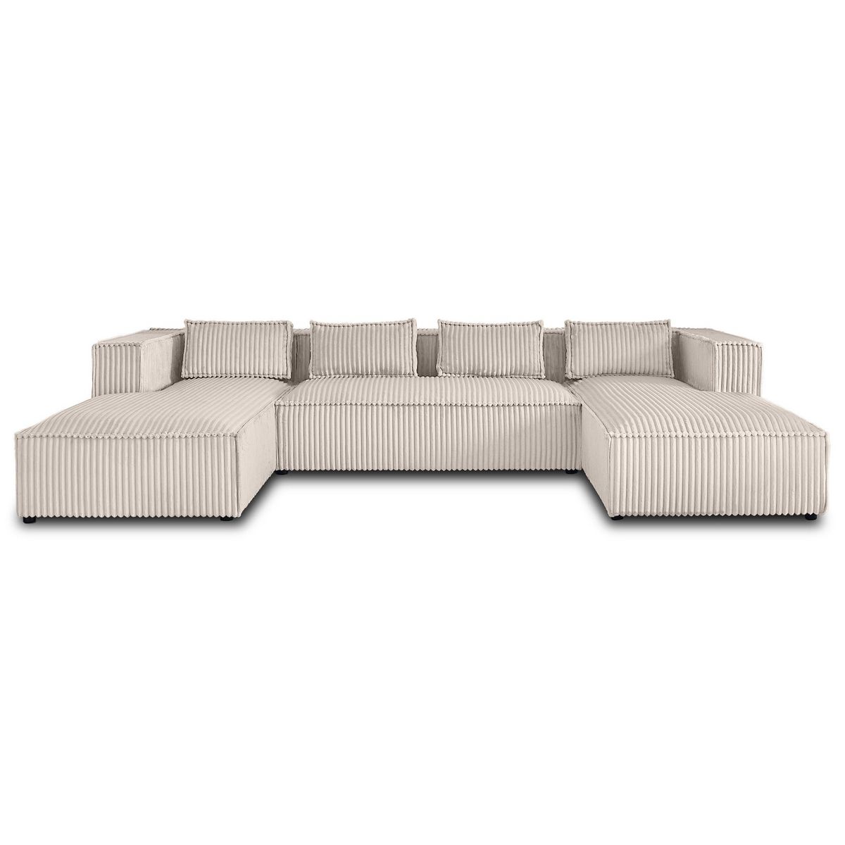LISA DESIGN Stella - canapé panoramique en u - 7 places - en velours côtelé grosses côtes