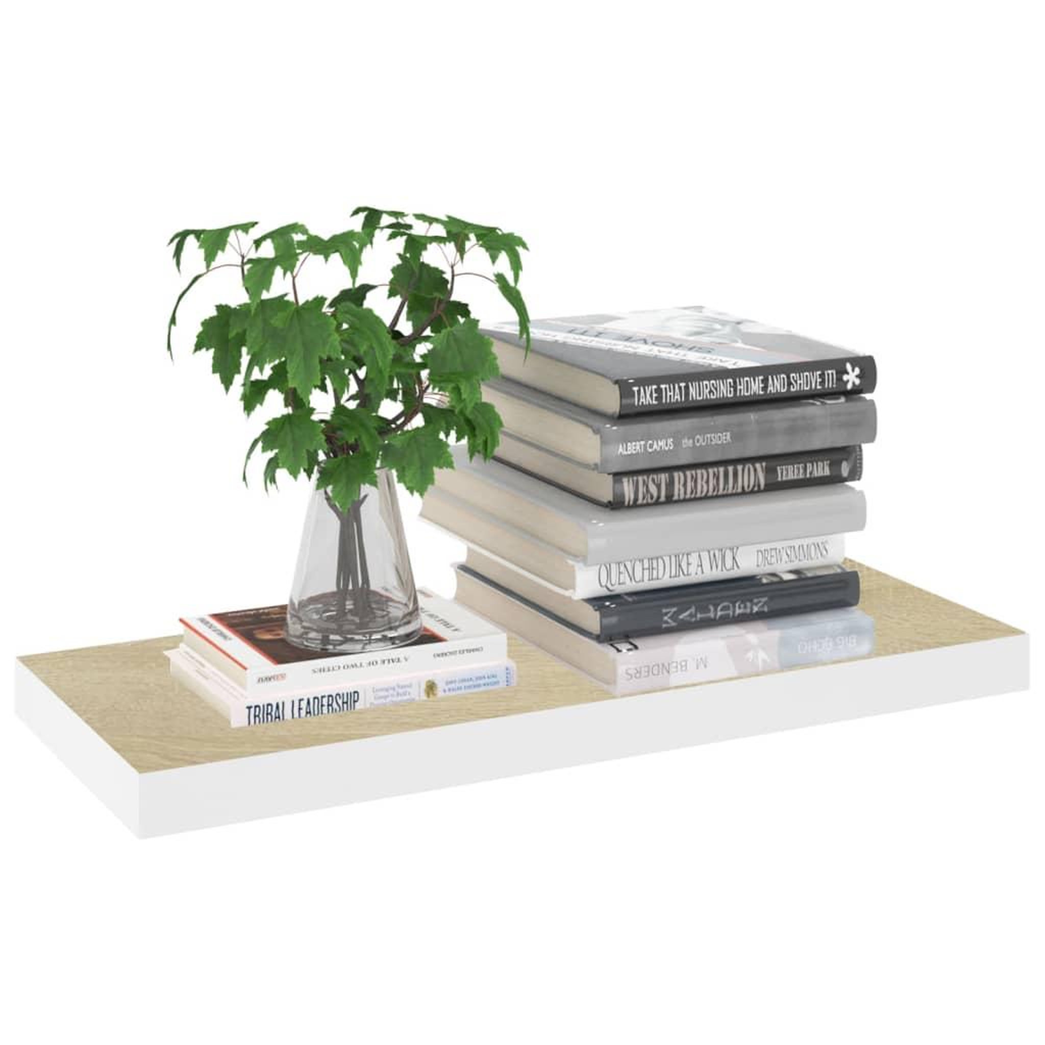 Voir la diapositive 3 : VIDAXL Etageres flottantes 2 pcs chene et blanc 60x23,5x3,8 cm MDF