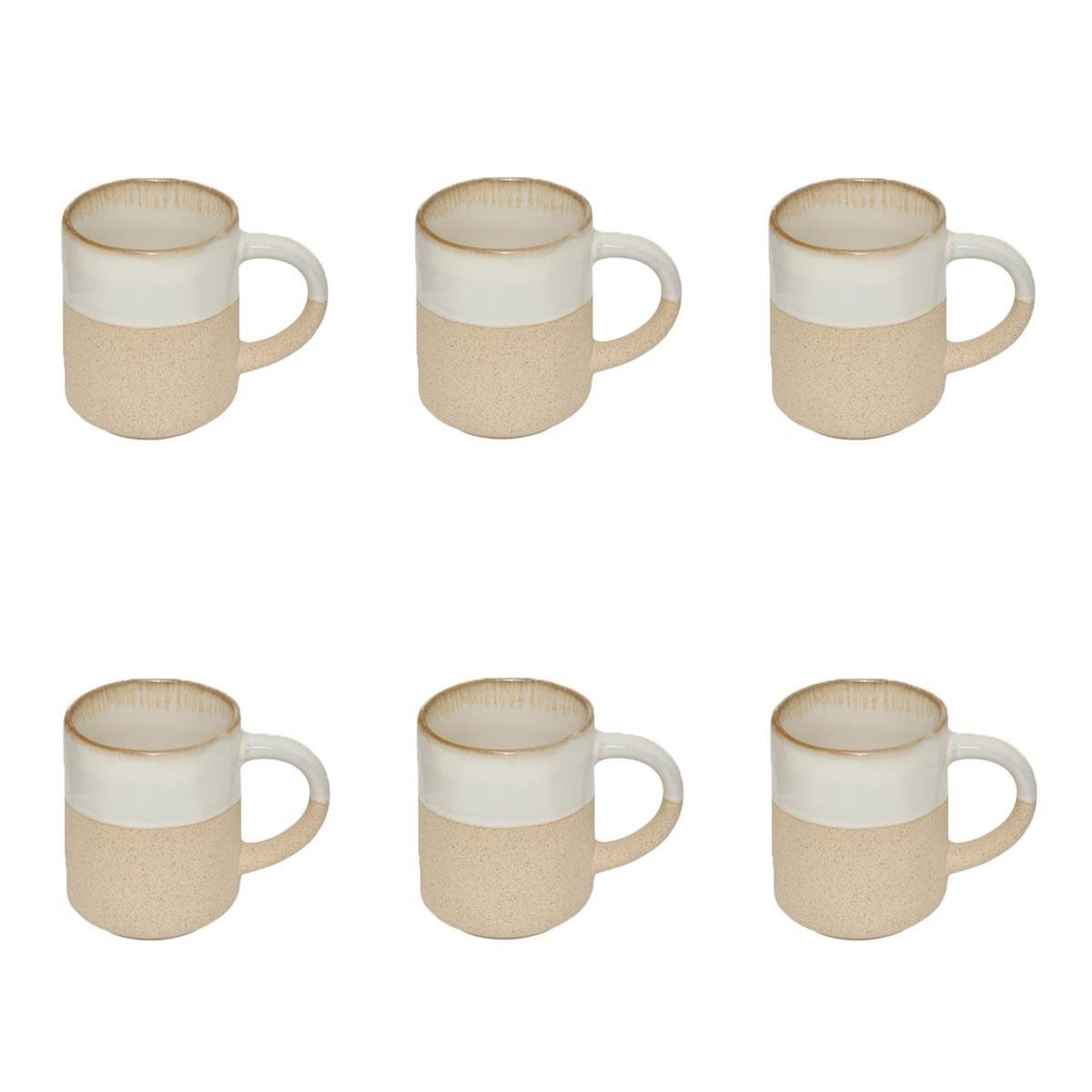SECRET DE GOURMET Lot de 6 Mugs en Faïence  Kate  20cl Blanc