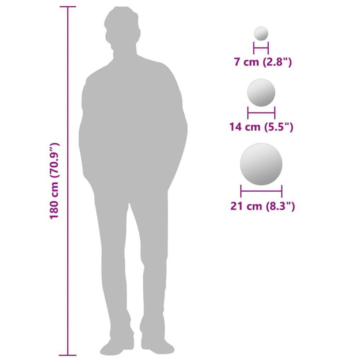 VIDAXL Ensemble de miroir mural 7 pcs Verre Rond