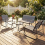 Voir la diapositive 2 : OUTSUNNY Salon de jardin style yachting 4 personnes 4 pièces plateau verre trempé