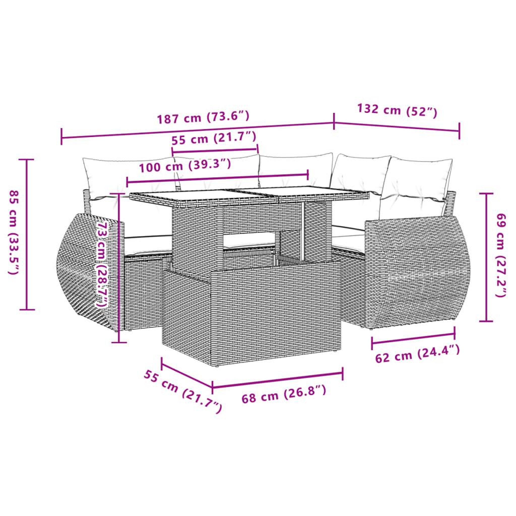 Voir la diapositive 6 : VIDAXL Salon de jardin 5 pcs avec coussins noir resine tressee