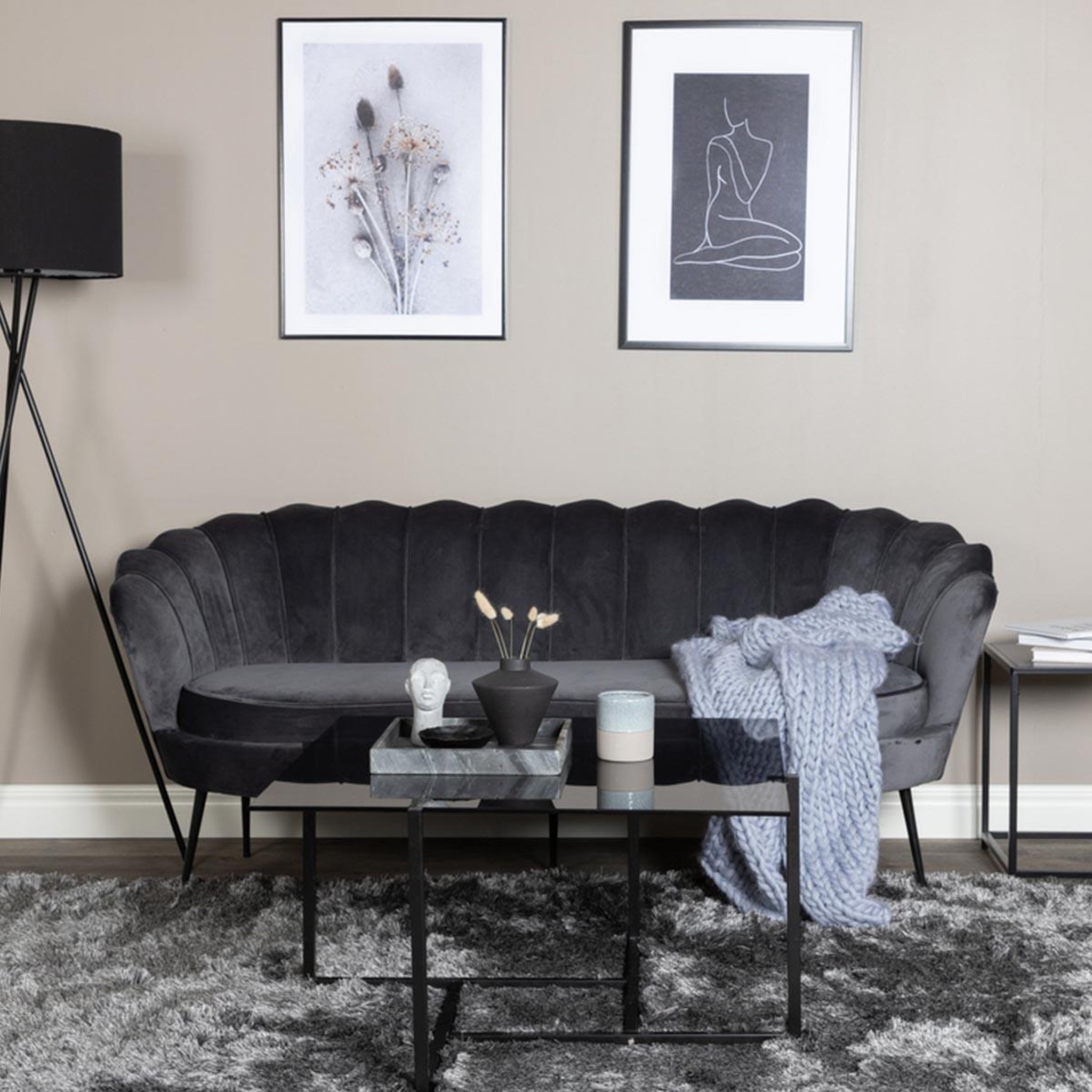 Voir la diapositive 4 : Paris Prix Canapé 3 places en velours  calais  180cm gris