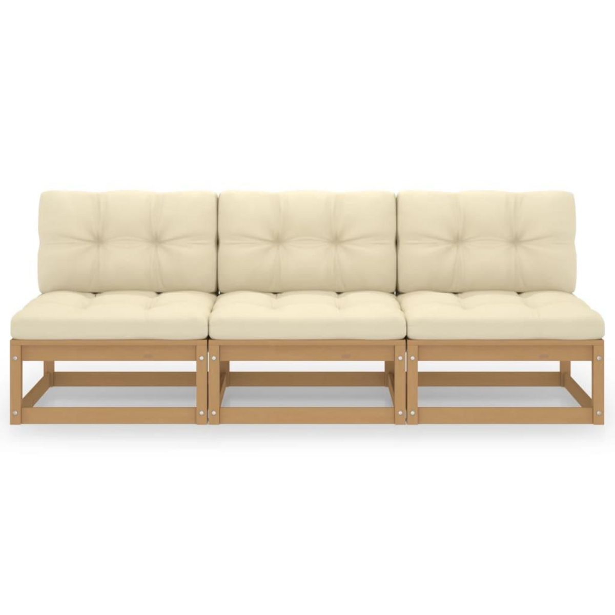 VIDAXL Canape 3 places avec coussins Bois de pin massif