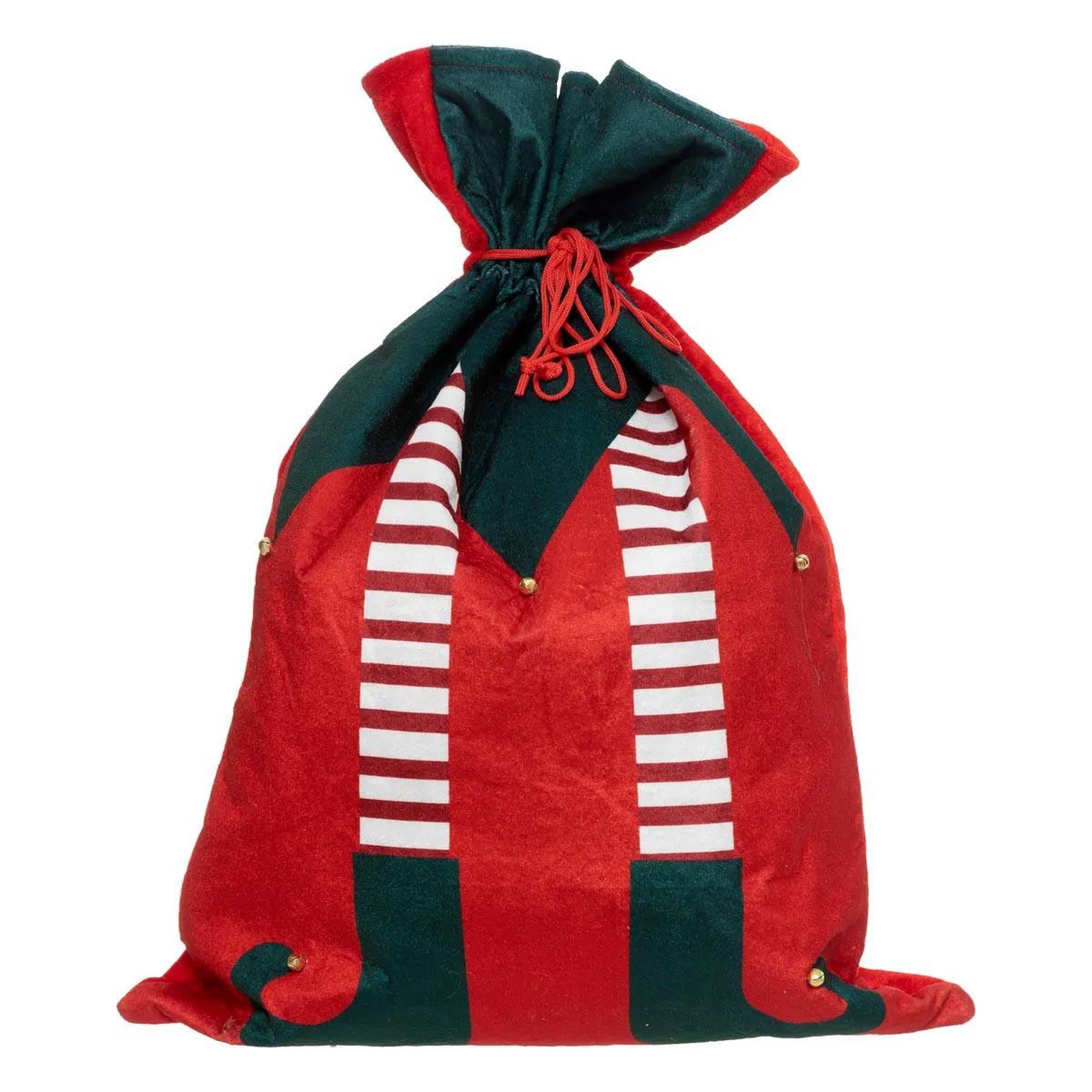 ATMOSPHERA Hotte de noël en velours  lutin  70cm rouge