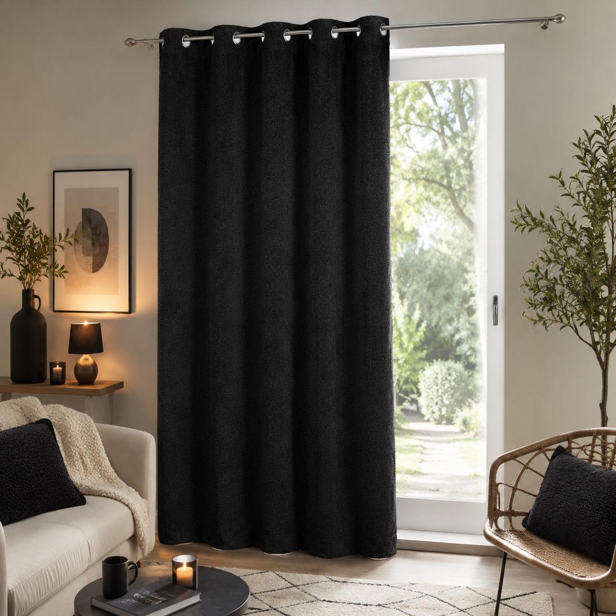 Voir la diapositive 2 : Eden 1 rideau bouclette wooly design et moderne