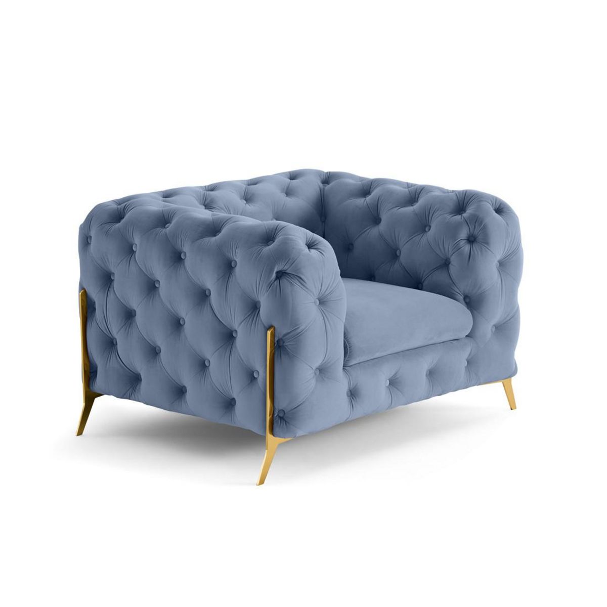 LISA DESIGN Camden - fauteuil chesterfield en velours - pieds en métal doré