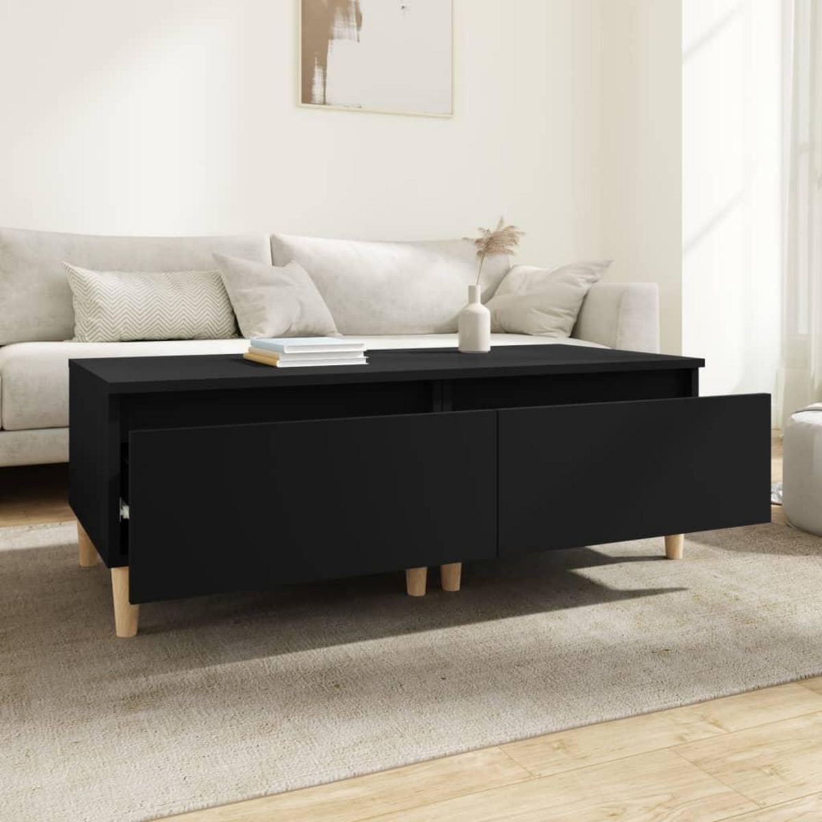 VIDAXL Tables d'appoint 2 pcs Noir 50x46x35 cm Bois d'ingenierie