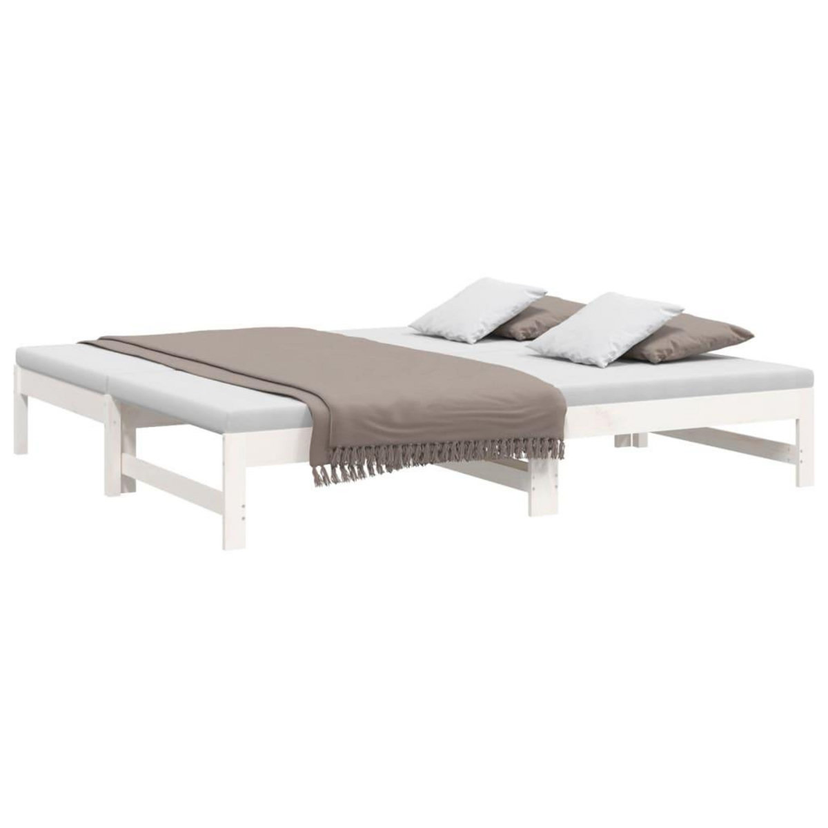 VIDAXL Lit coulissant sans matelas blanc 2x(90x190) cm