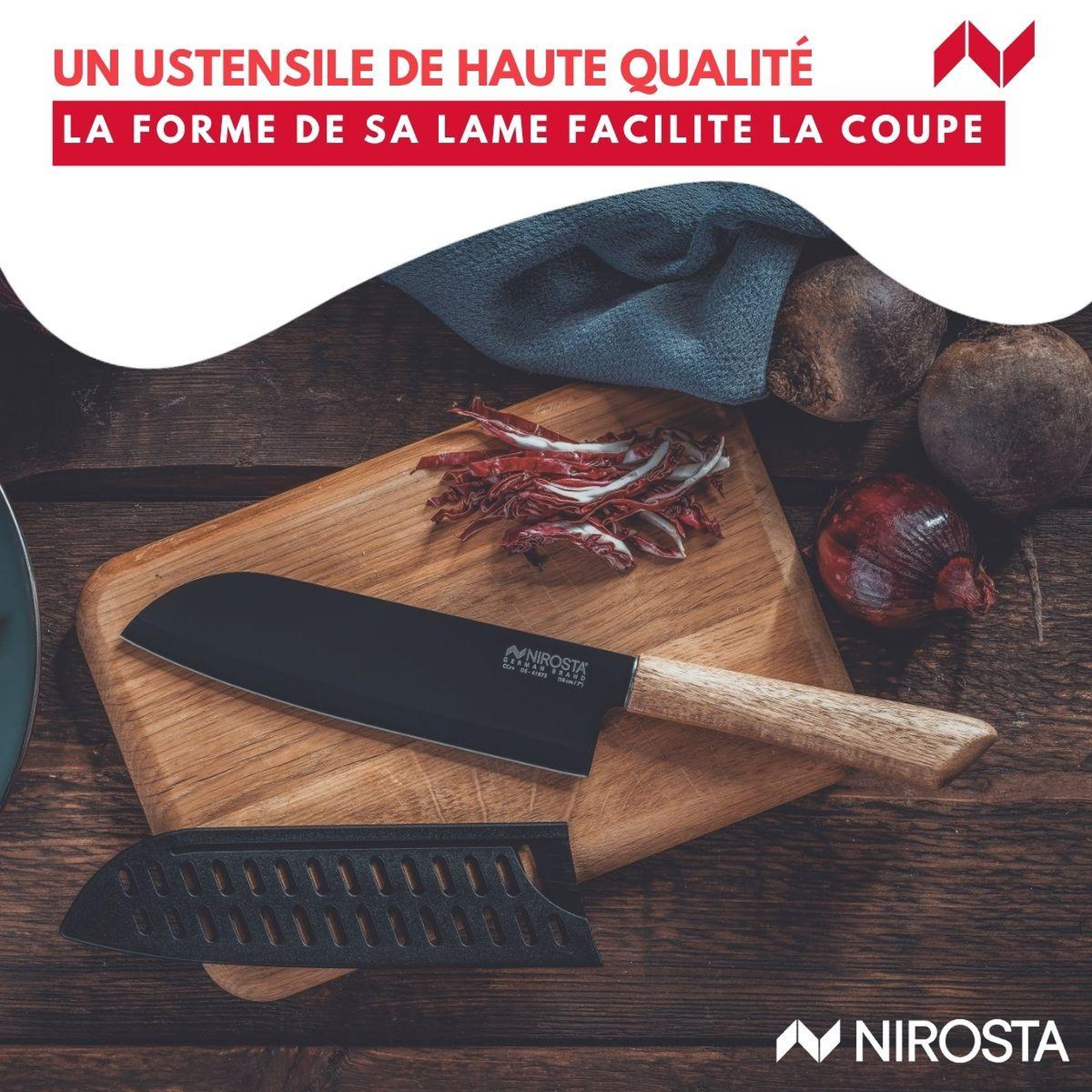 Voir la diapositive 4 : NIROSTA Couteau Santoku 31 cm Nirosta Flow