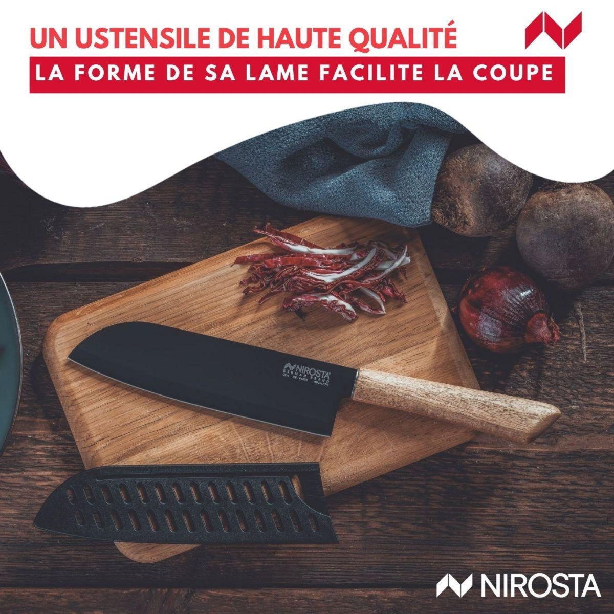NIROSTA Couteau Santoku 31 cm Nirosta Flow