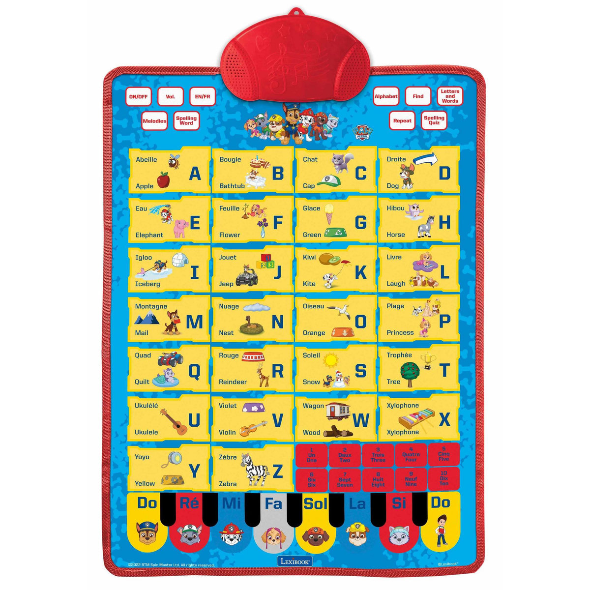 Lexibook, La Pat' Patrouille, Tablette éducative Bilingue, Jouet Pour Apprendre Les Lettres Chiffres Vocabulaire Et Musique Langues Francais Anglais Bleu Jcpad002pai1