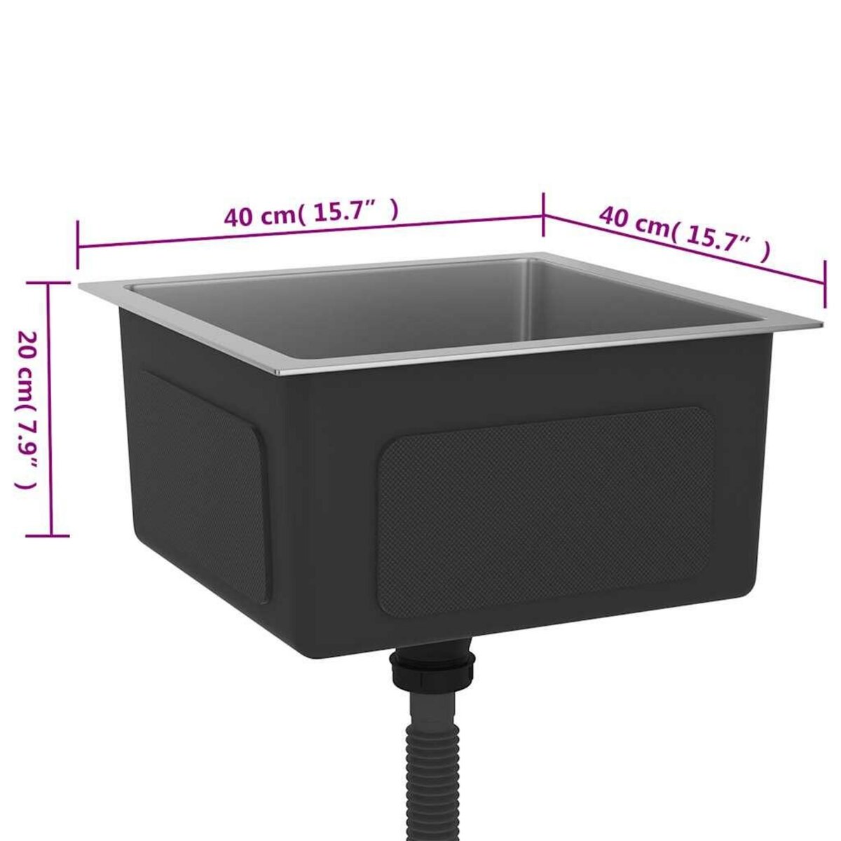 VIDAXL Evier de cuisine fait main Noir Acier inoxydable