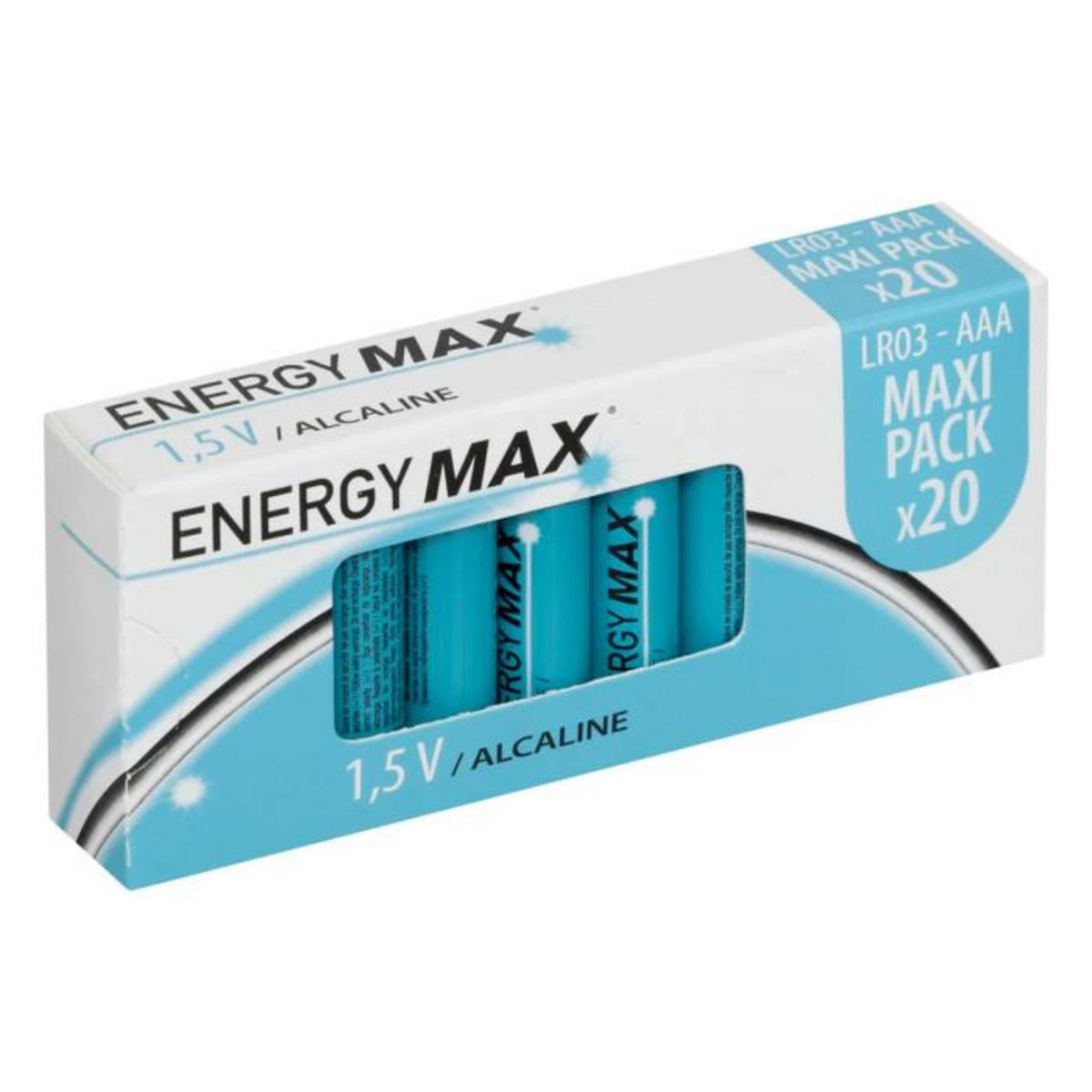 ENERGY MAX Lot de 20 Piles LR03  Alcaline  4cm Bleu