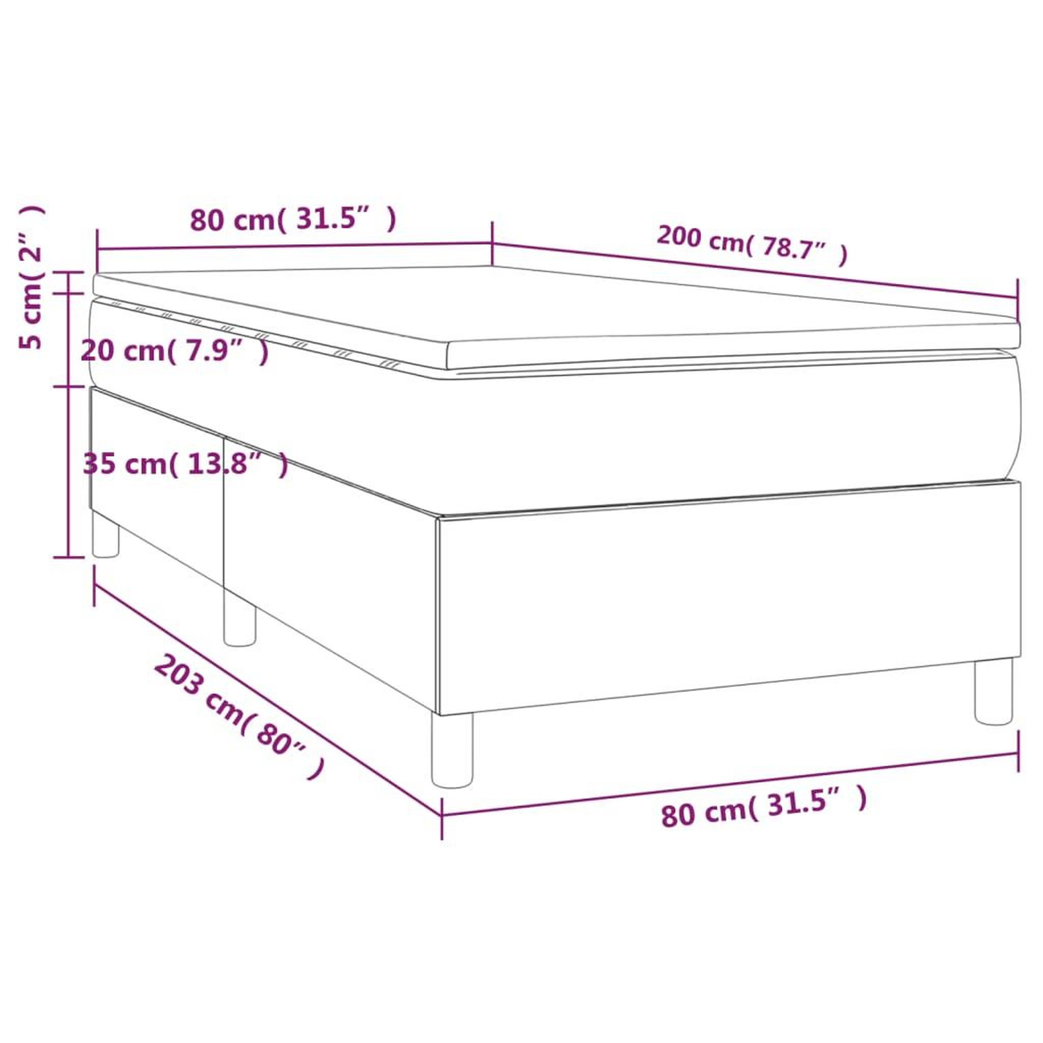 Voir la diapositive 6 : VIDAXL Sommier a lattes de lit avec matelas Bleu 80x200 cm Tissu