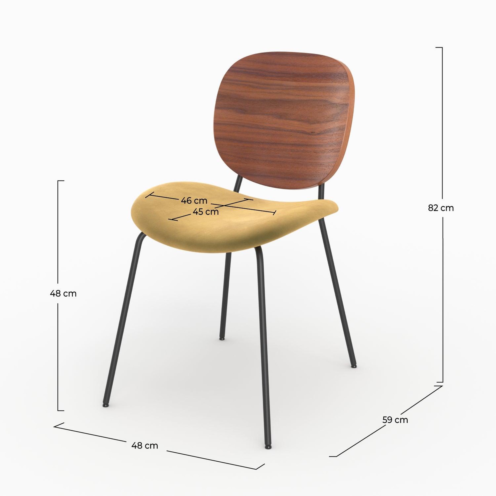 Voir la diapositive 4 : MAISON PAVANE Lot de 2 chaises en velours jaune moutarde-simone