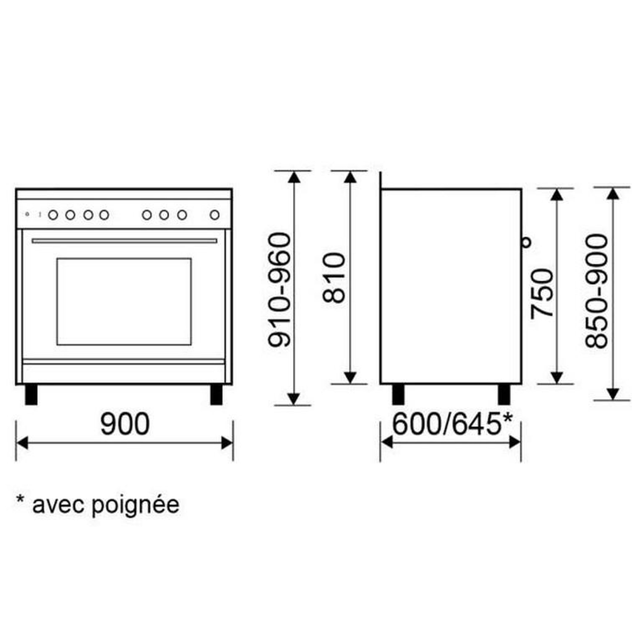 Voir la diapositive 3 : Glem Piano de cuisson mixte 104l 5 feux inox - ge960cbix2