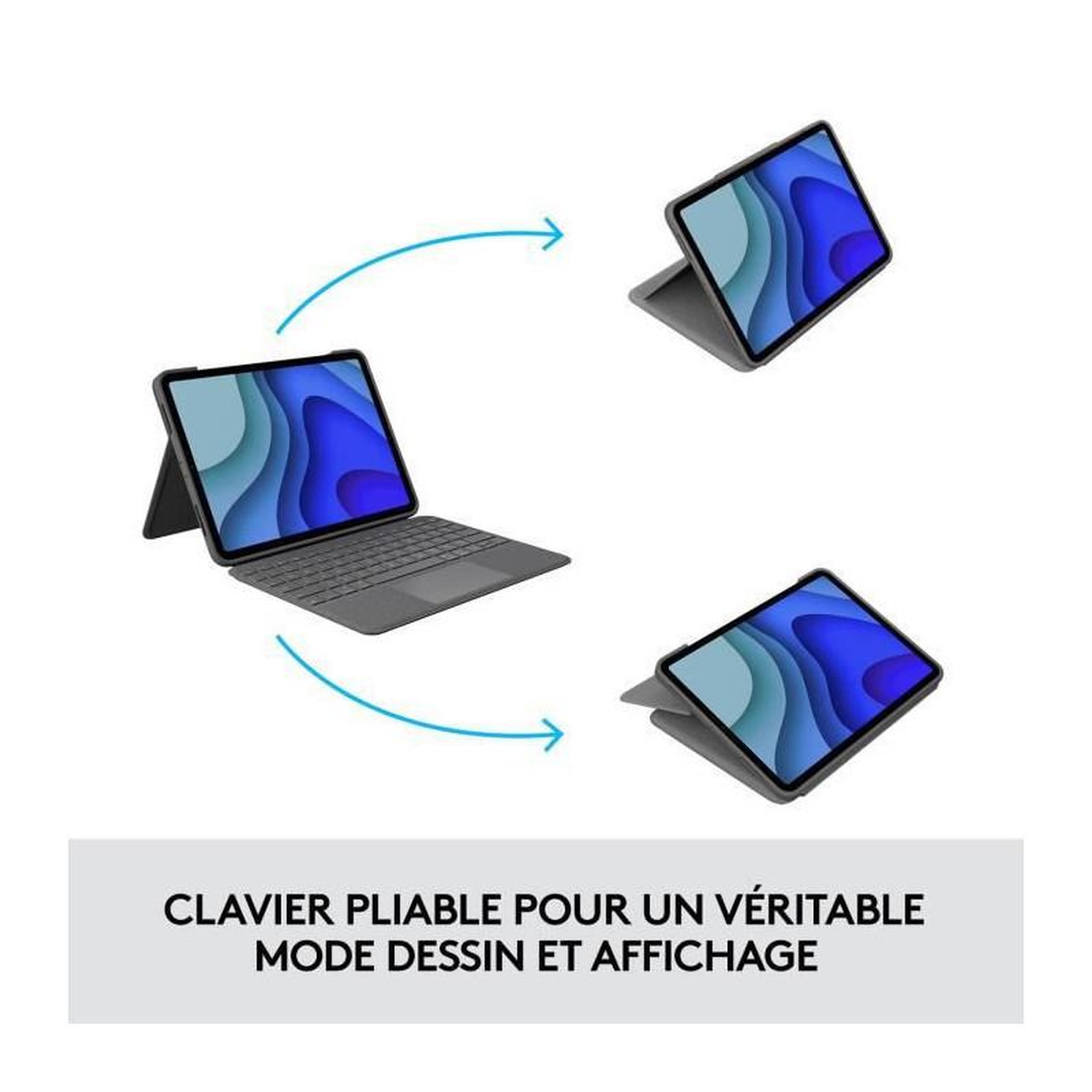 Voir la diapositive 5 : Logitech Clavier Folio Touch - LOGITECH - Gris