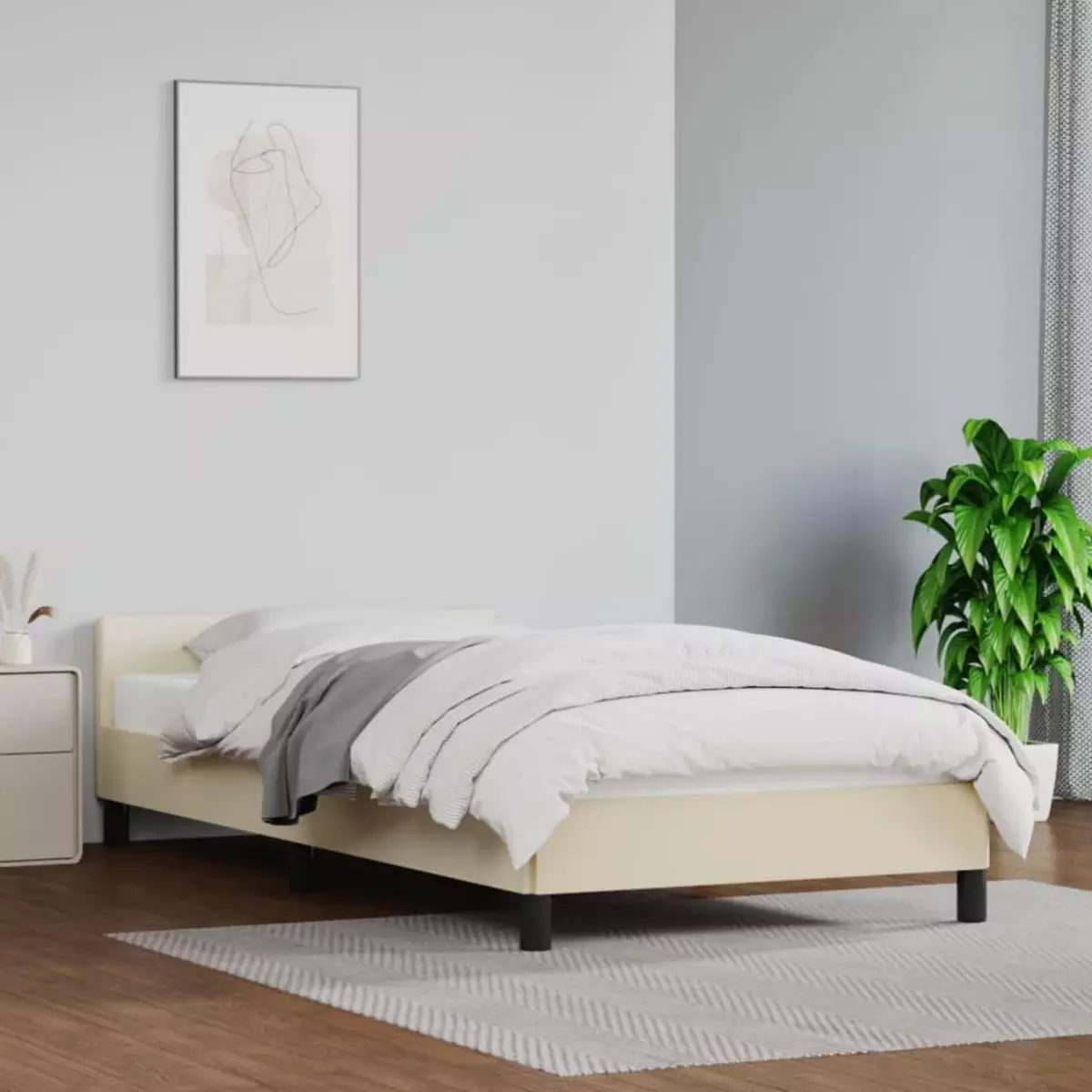 VIDAXL Cadre de lit avec tete de lit Creme 90x200 cm Similicuir