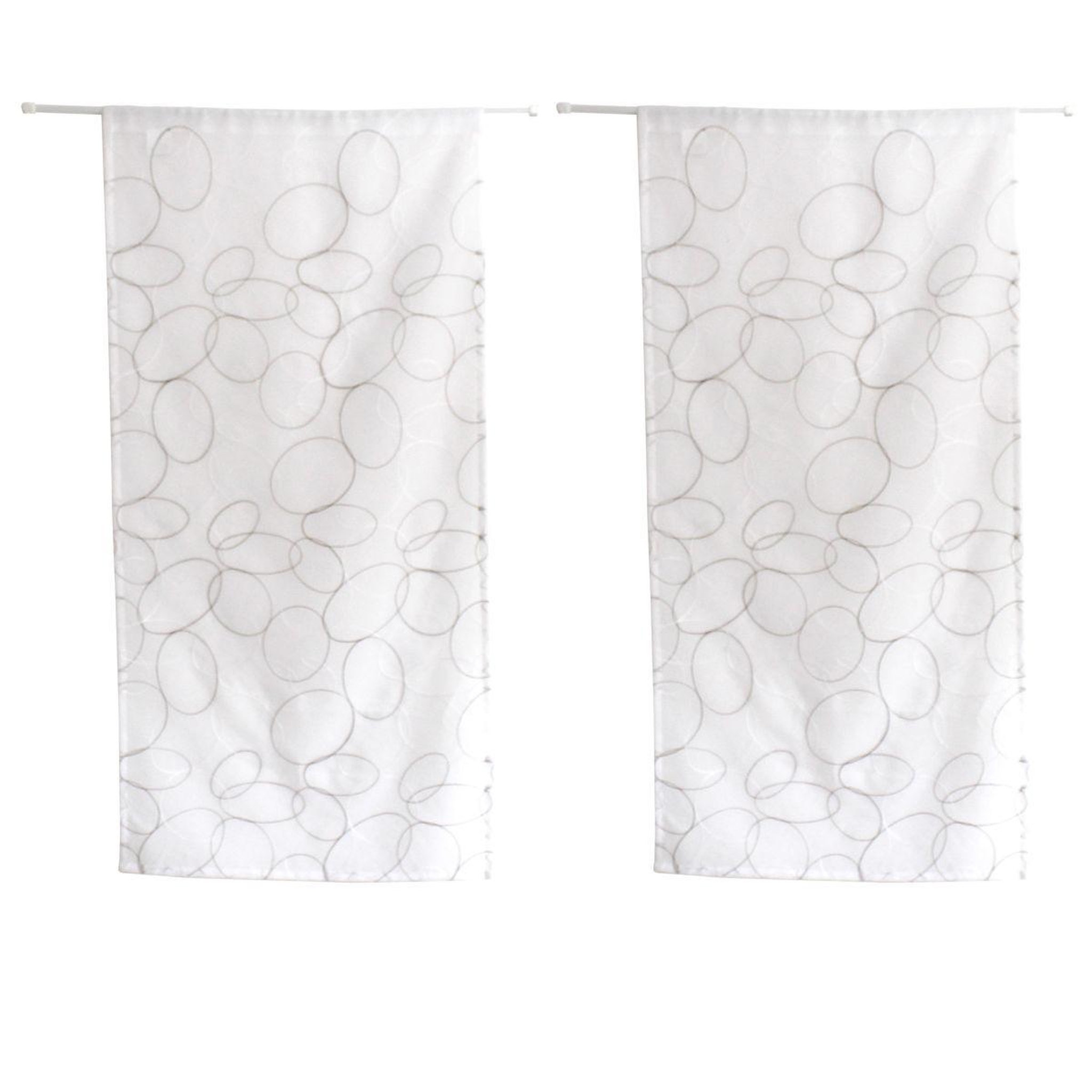 Voir la diapositive 3 : ENJOY HOME Paire de voilages bordés  galet  60x120cm gris & blanc