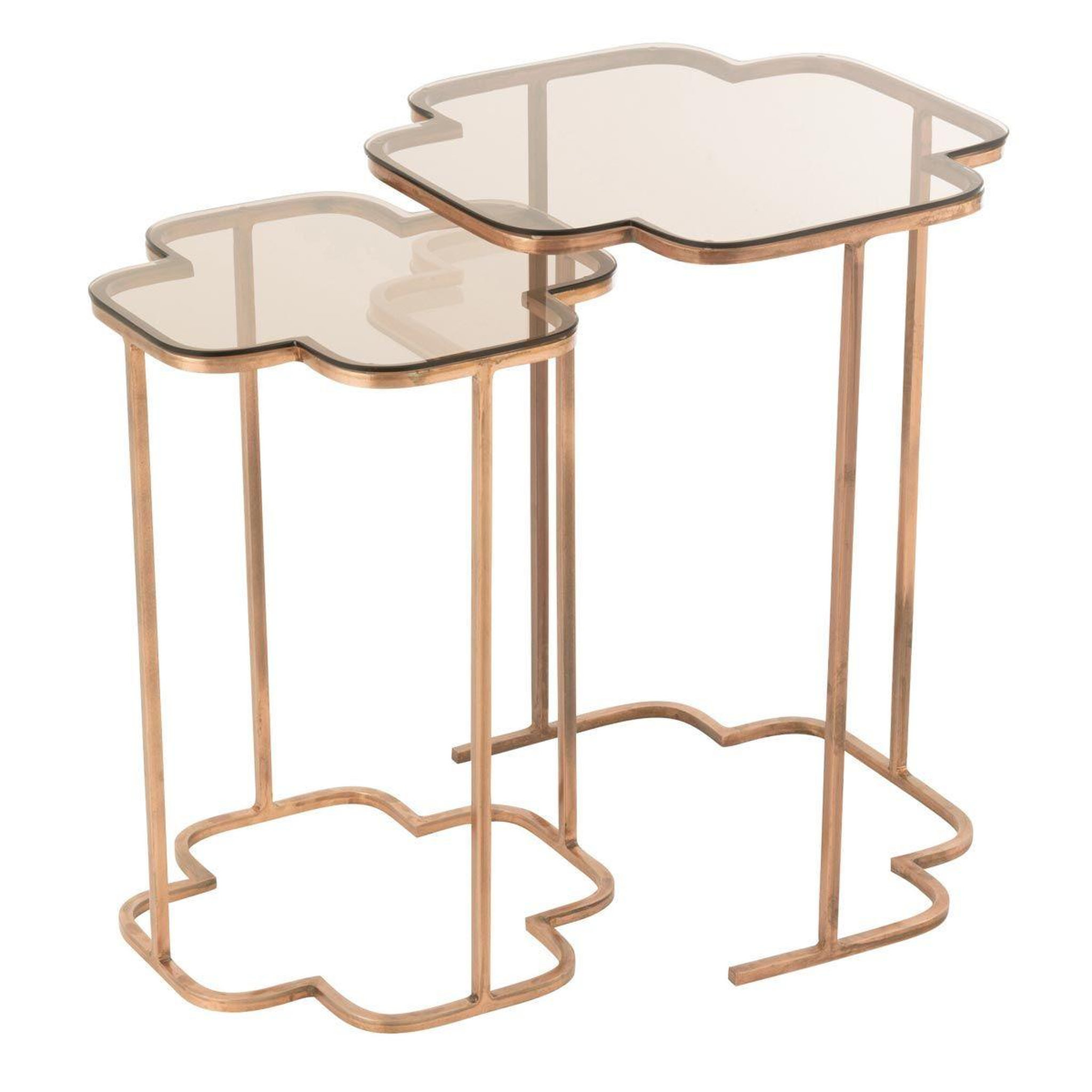 Voir la diapositive 1 : J-LINE Lot de 2 tables d'appoint métal  ones  61cm cuivre