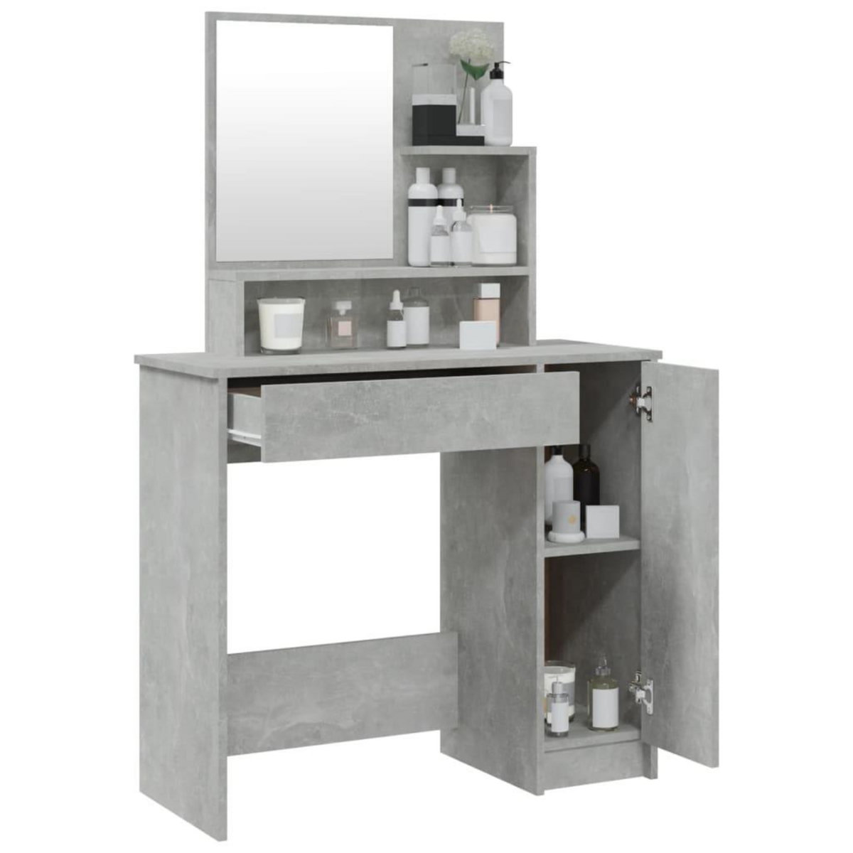 VIDAXL Coiffeuse avec miroir Gris beton 86,5x35x136 cm