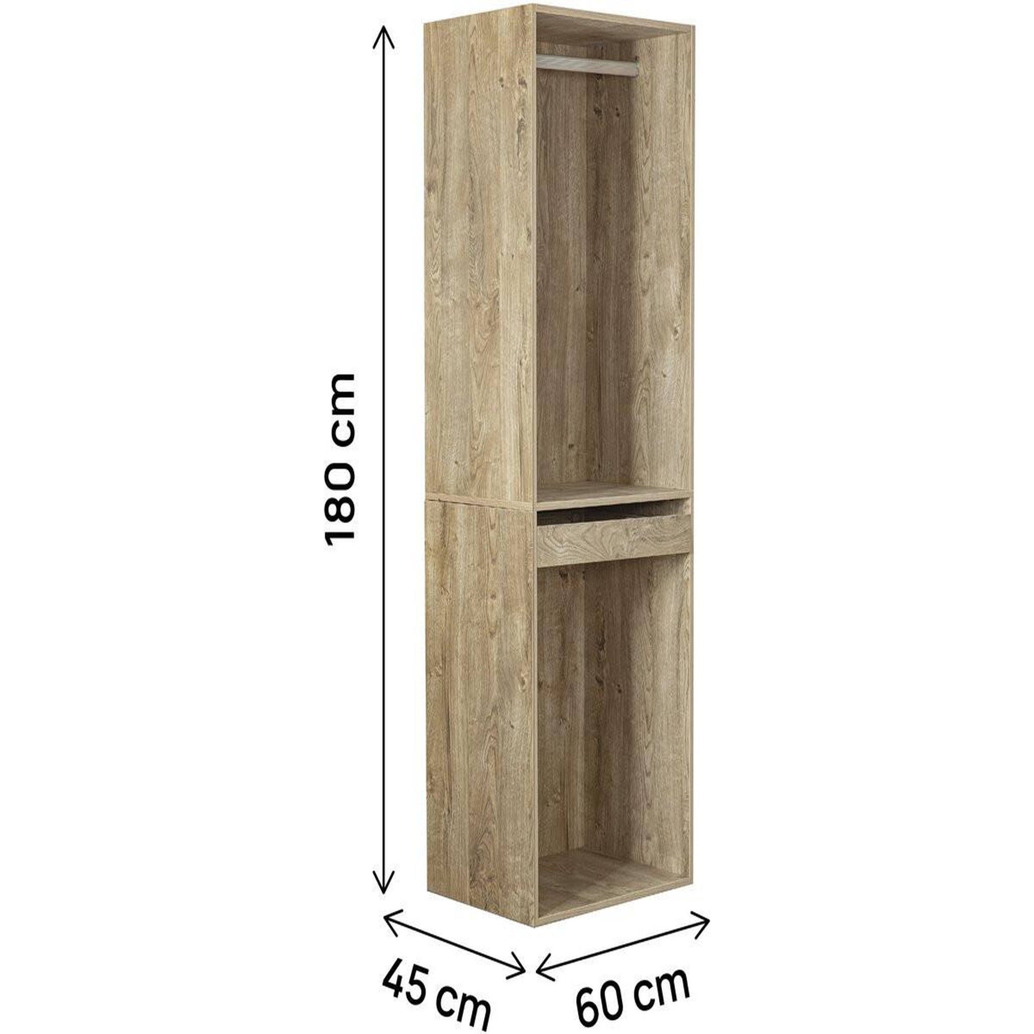 Voir la diapositive 3 : Habitat et Jardin Armoire avec penderie et porte-pantalons  opéra  - 60 x 45 x 180 cm - beige