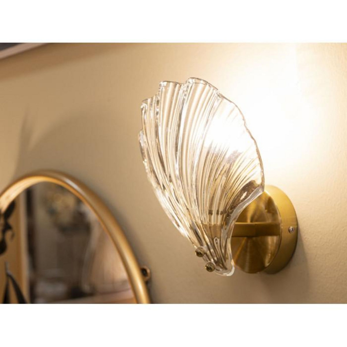 Paris Prix Applique Murale en Verre  Coquillage  22cm Transparent