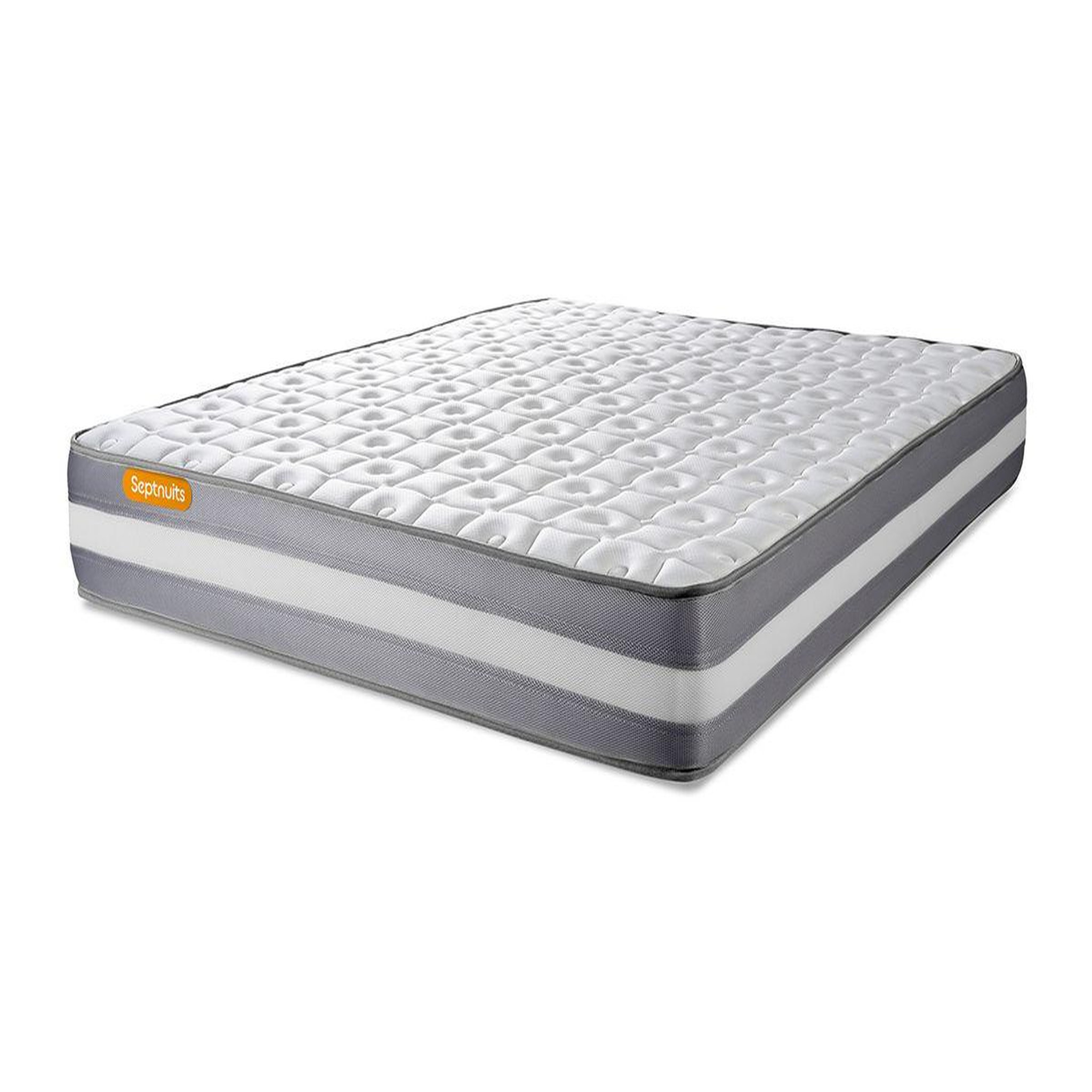 Voir la diapositive 3 : SEPTNUITS PACK matelas + sommier gris Memo Plus Mémoire de forme 3 zones + 2 oreillers + couette