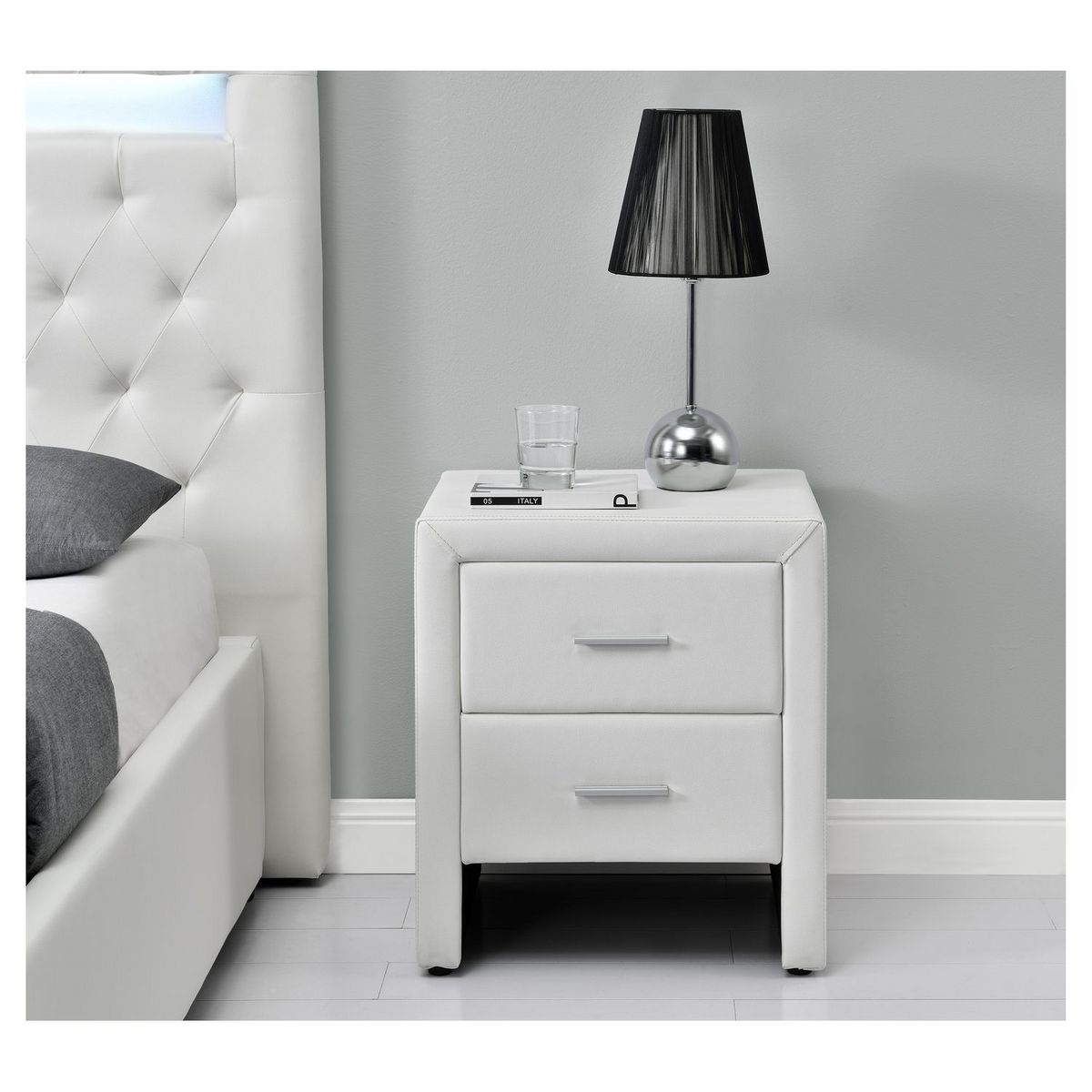 Table de chevet 2 tiroirs en PU LAGOA