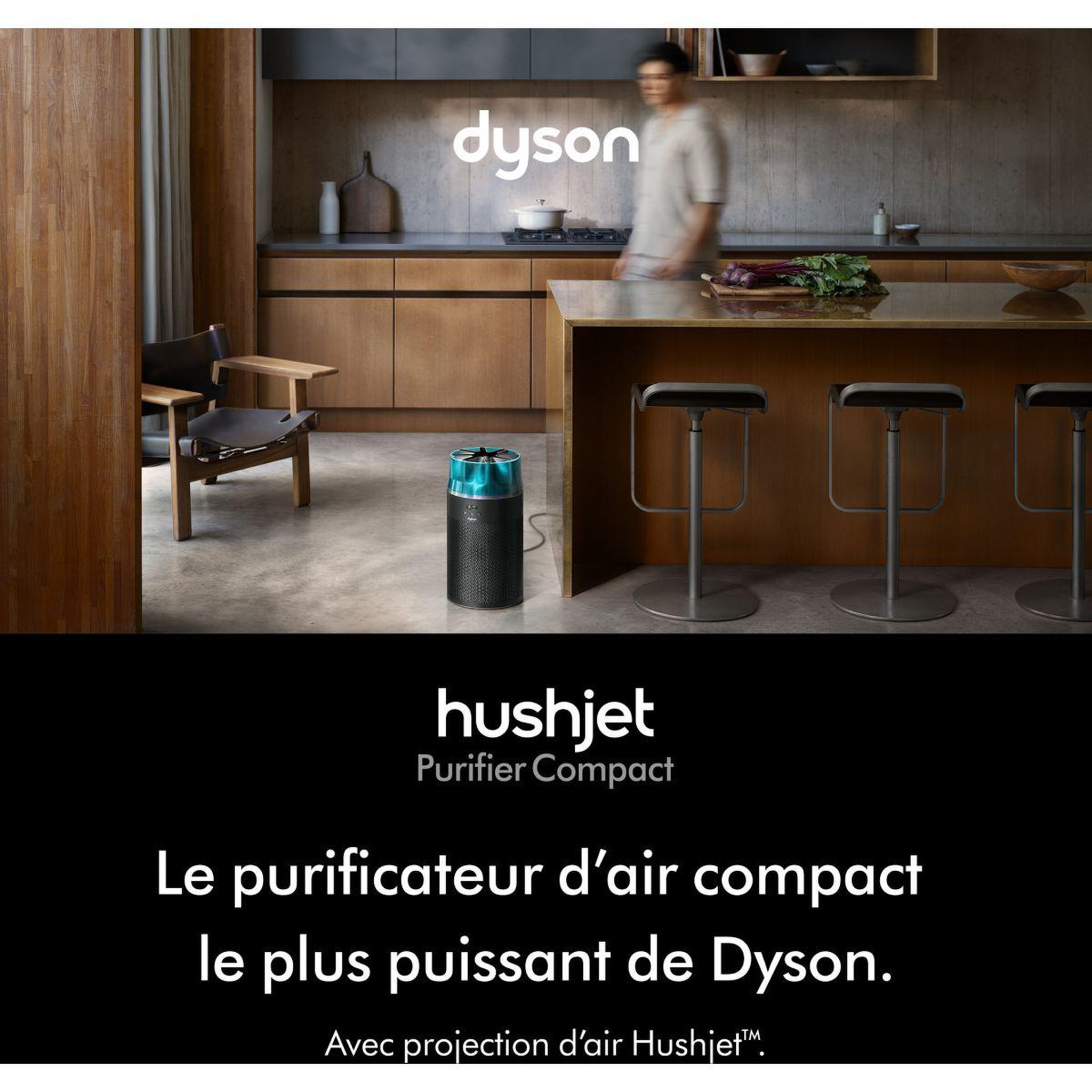 Voir la diapositive 2 : Dyson Purificateur d'air HushJet Compact Noir