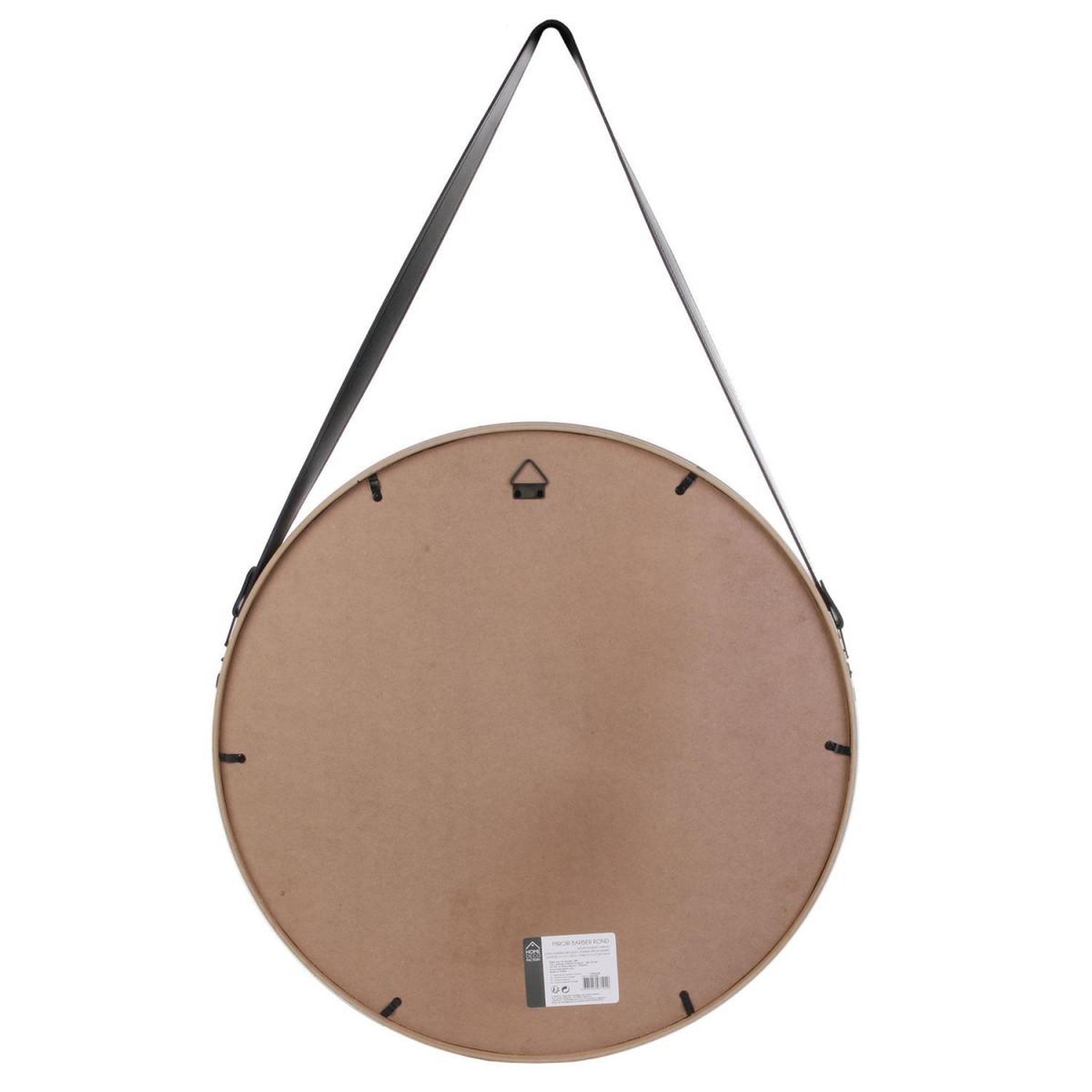 Voir la diapositive 2 : The Home Deco Factory Miroir Mural Rond Avec Anse  Barbier  70cm Beige
