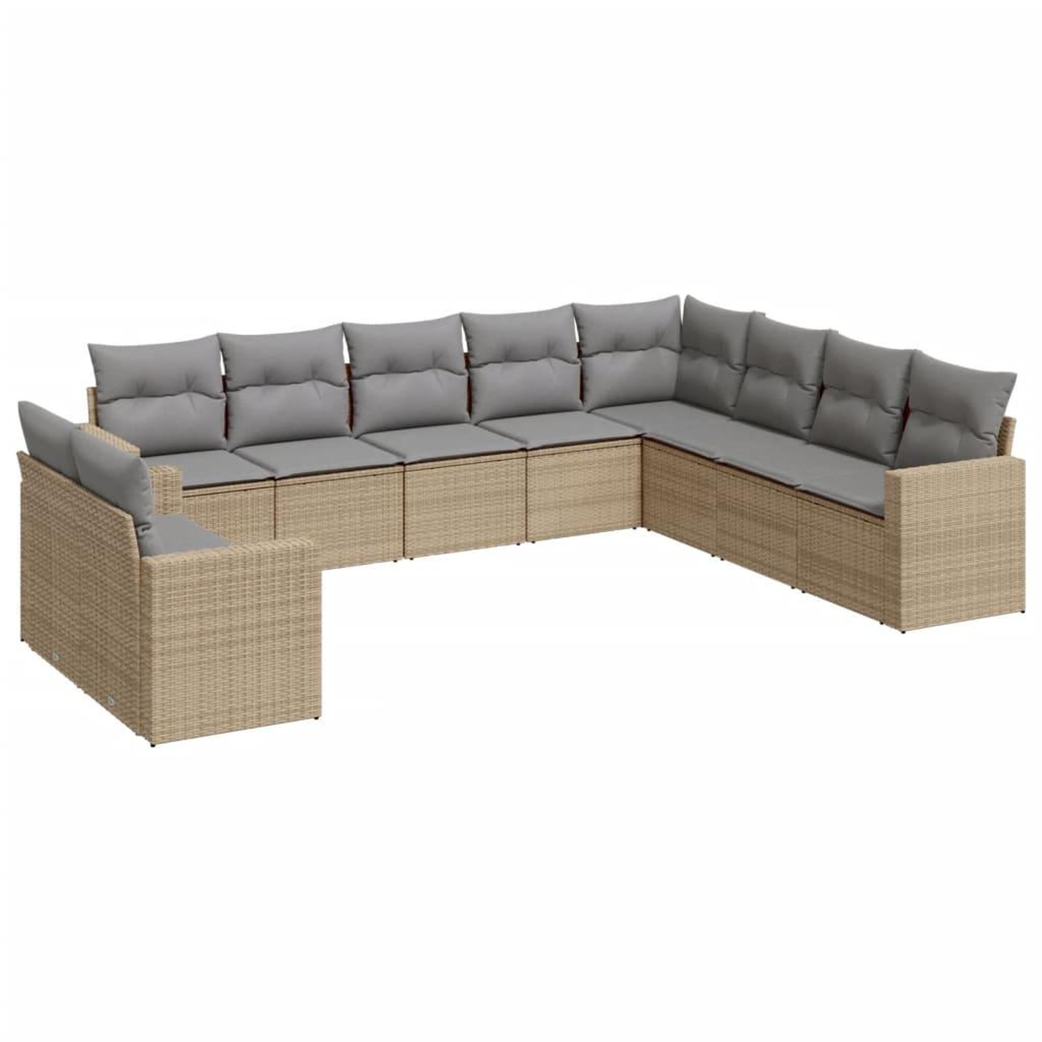 Voir la diapositive 2 : VIDAXL Salon de jardin avec coussins 10 pcs beige resine tressee