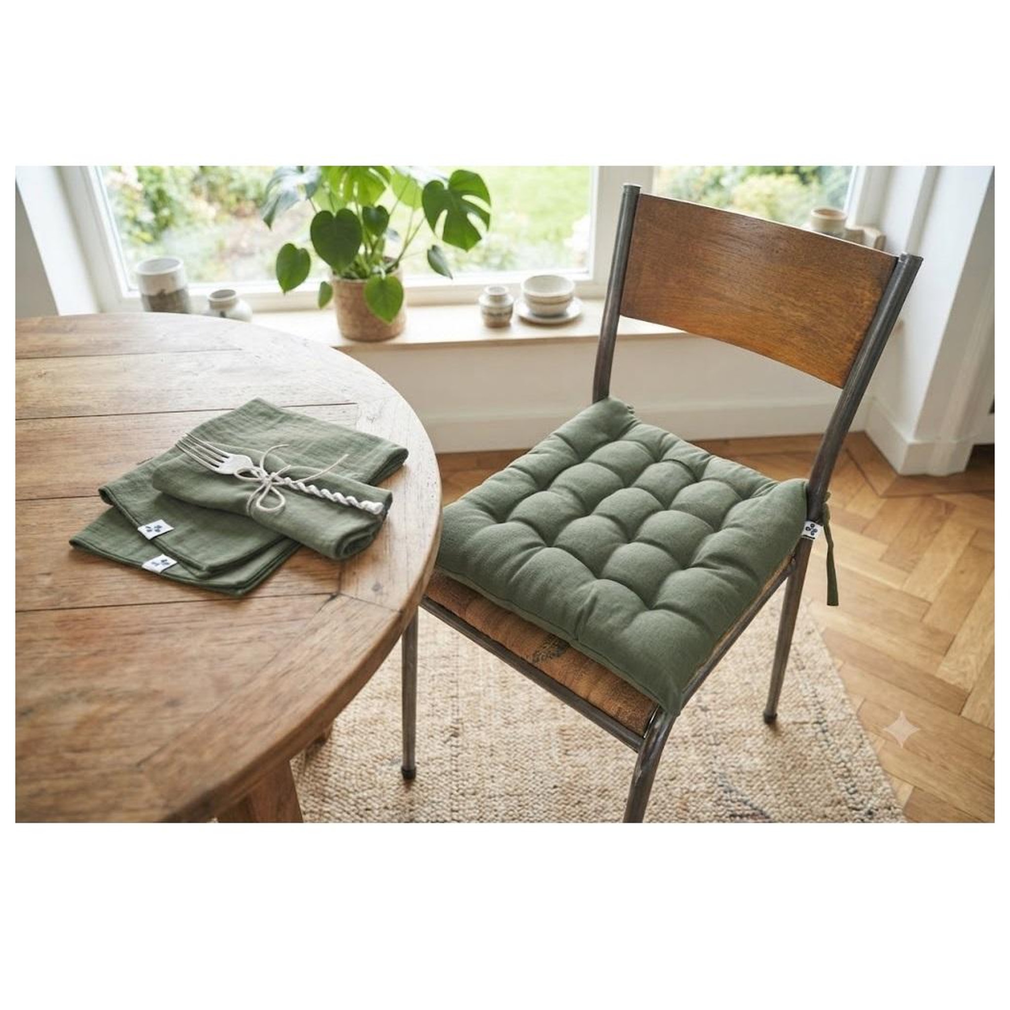 Voir la diapositive 4 : Eden Assise de chaise matelassée en coton kalas