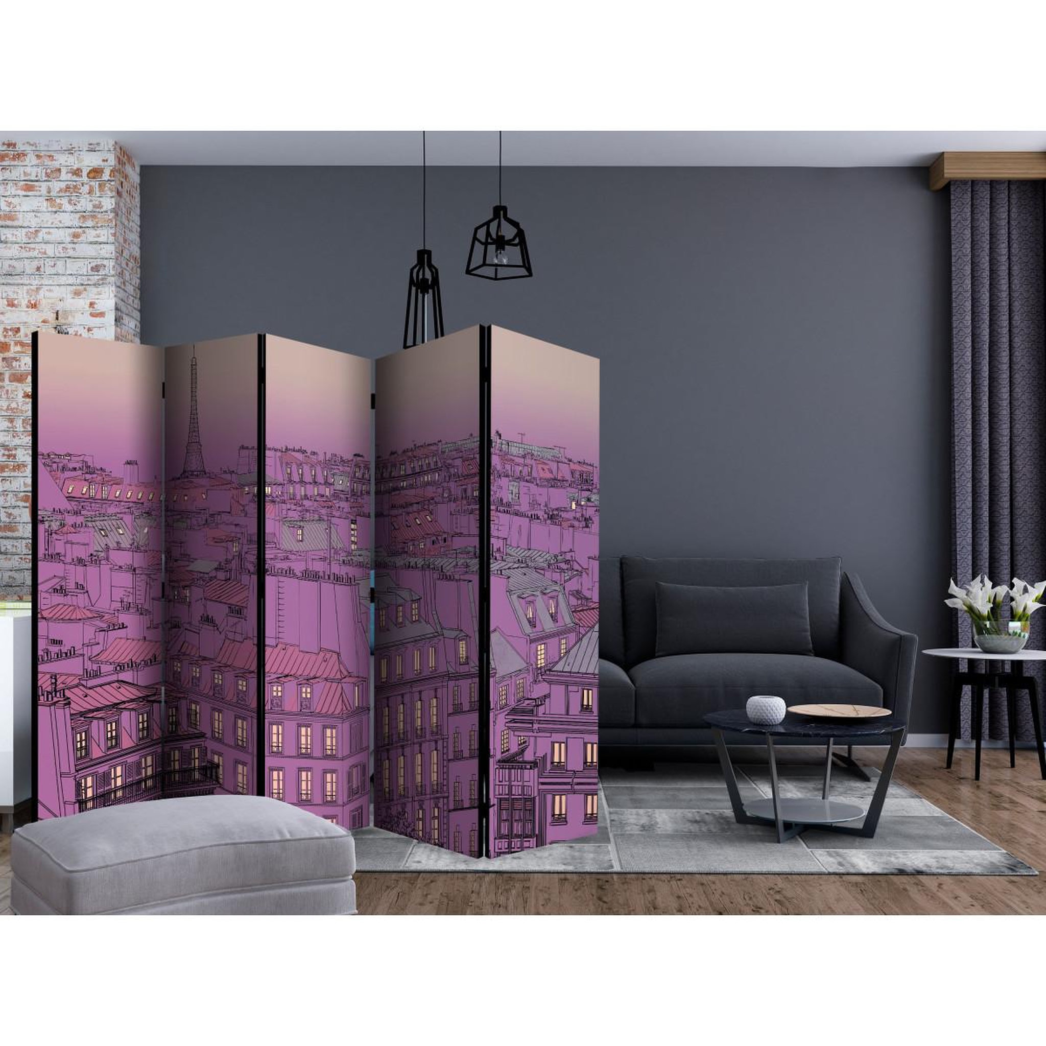 Voir la diapositive 2 : Paris Prix Paravent 5 volets  friday evening in paris  172x225cm