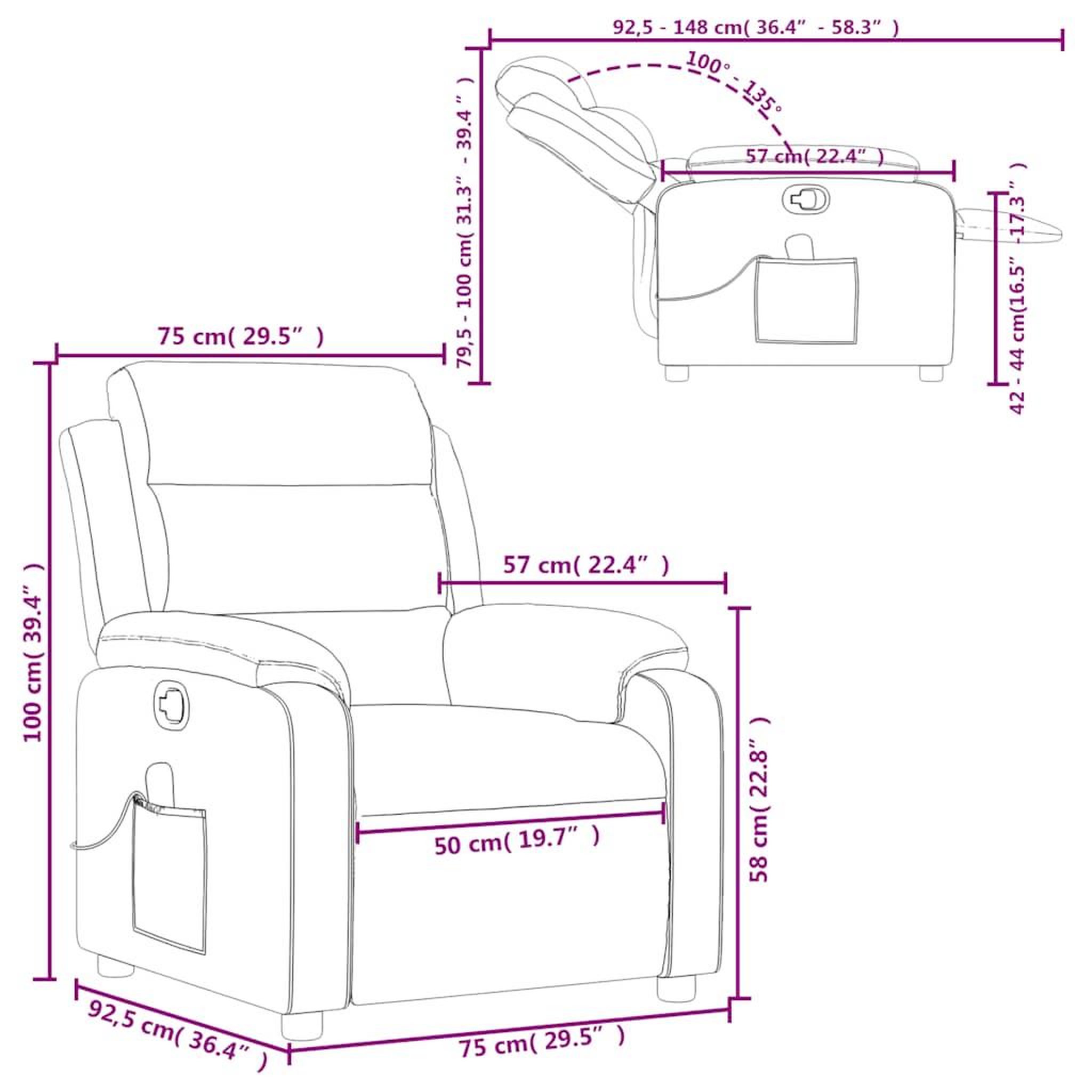 Voir la diapositive 6 : VIDAXL Fauteuil de massage inclinable Gris fonce Tissu