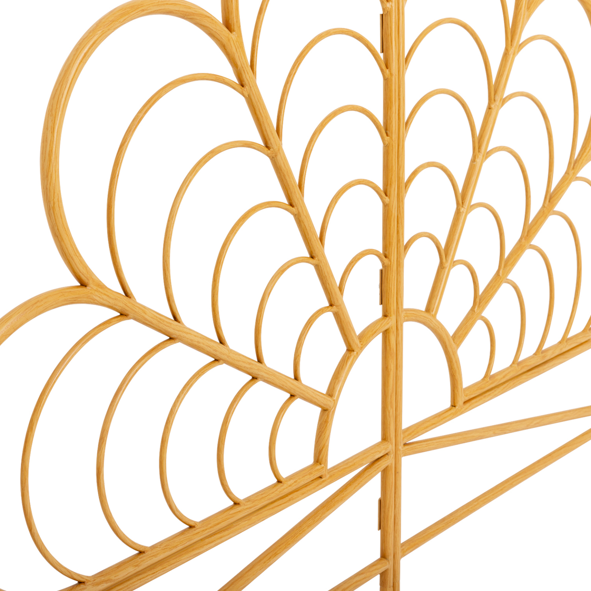 Voir la diapositive 5 : ID MARKET Tête de lit sur pied ivy 160 cm effet rotin en forme de fleur