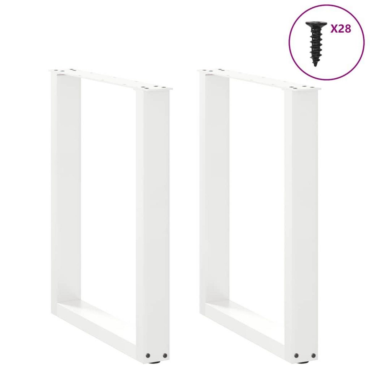 VIDAXL Pieds de table a manger forme de U 2 pcs blanc 70x(72-73) cm