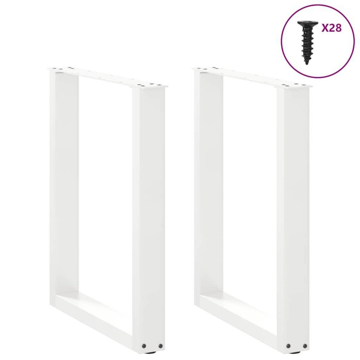 VIDAXL Pieds de table a manger forme de U 2 pcs blanc 70x(72-73) cm