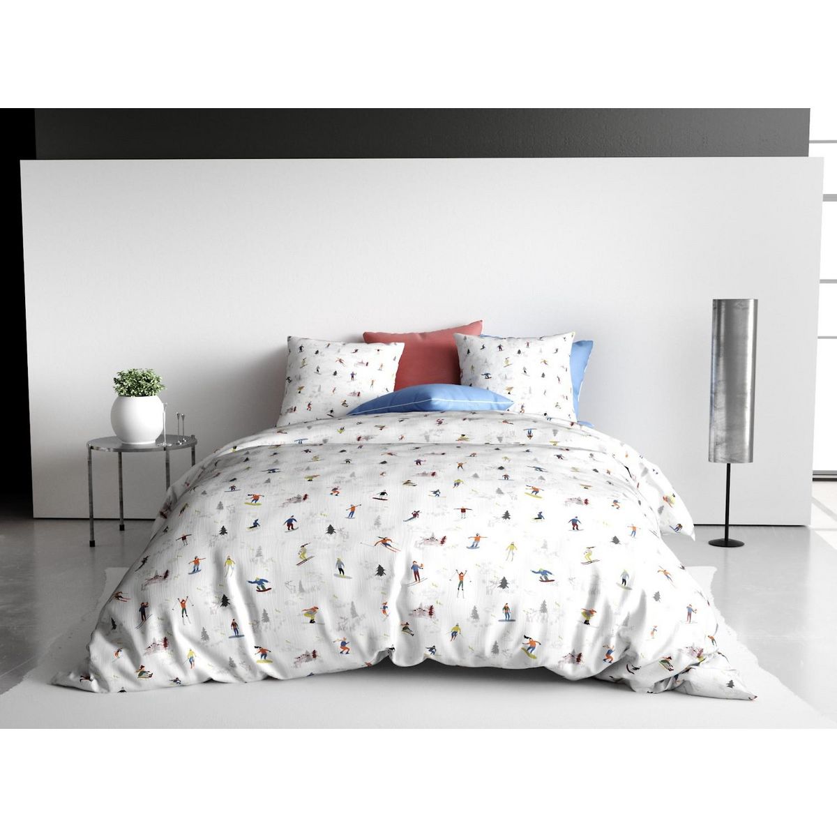 Les Ateliers du Linge Parure Housse De Couette 260x240 Coton 57 Fils Skieur Beige