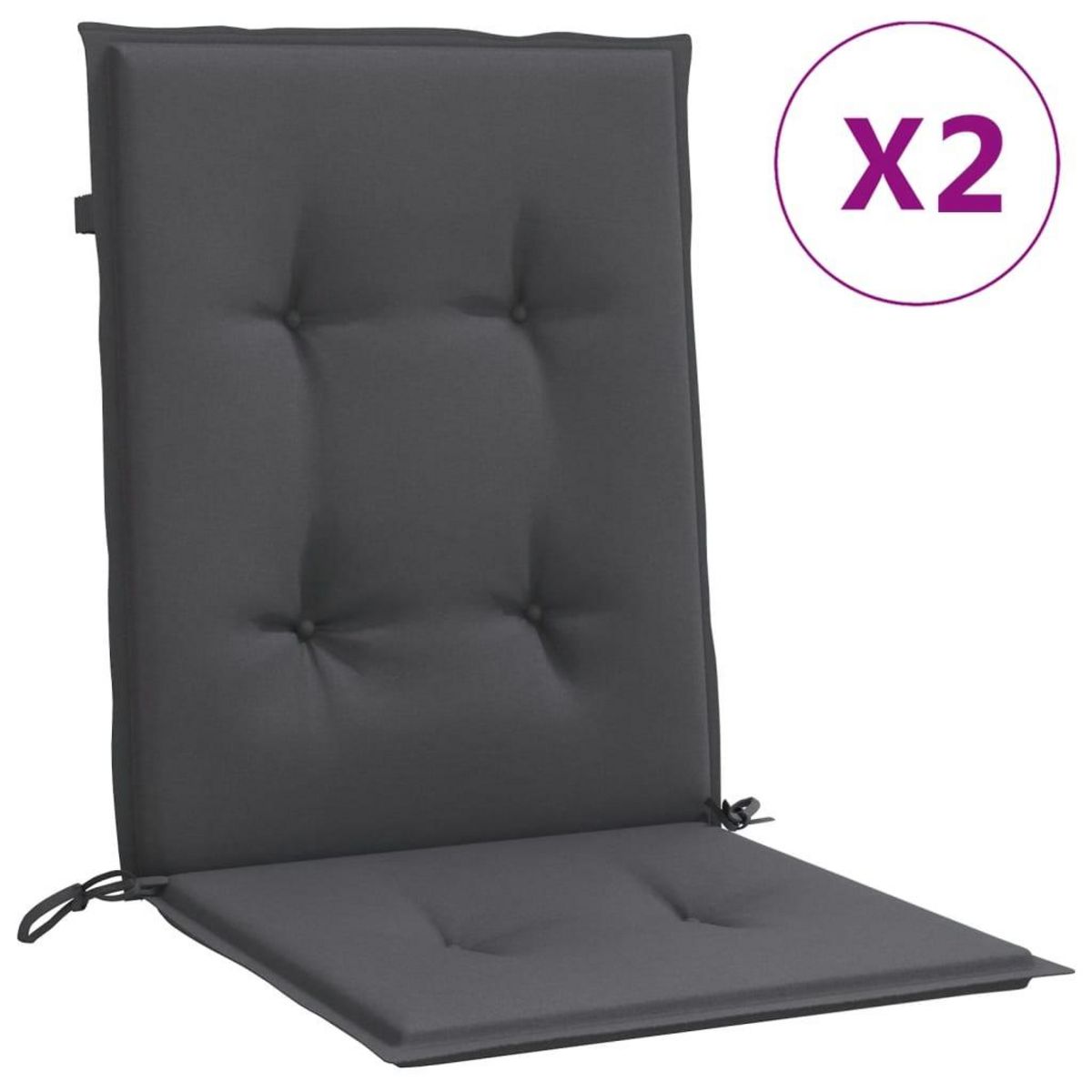 VIDAXL Coussins de chaise a dossier bas lot de 2 anthracite melange