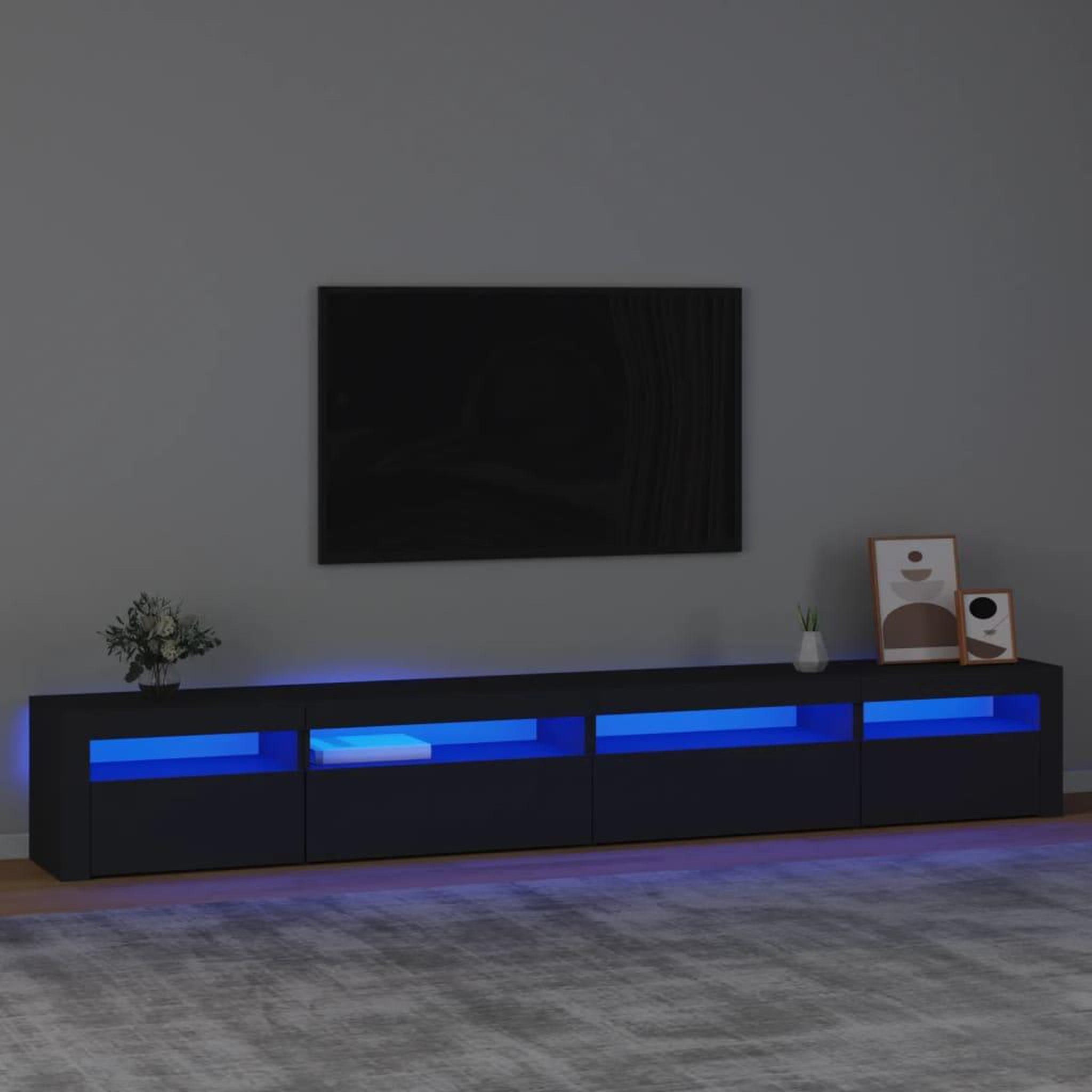 Voir la diapositive 1 : VIDAXL Meuble TV avec lumieres LED Noir 270x35x40 cm