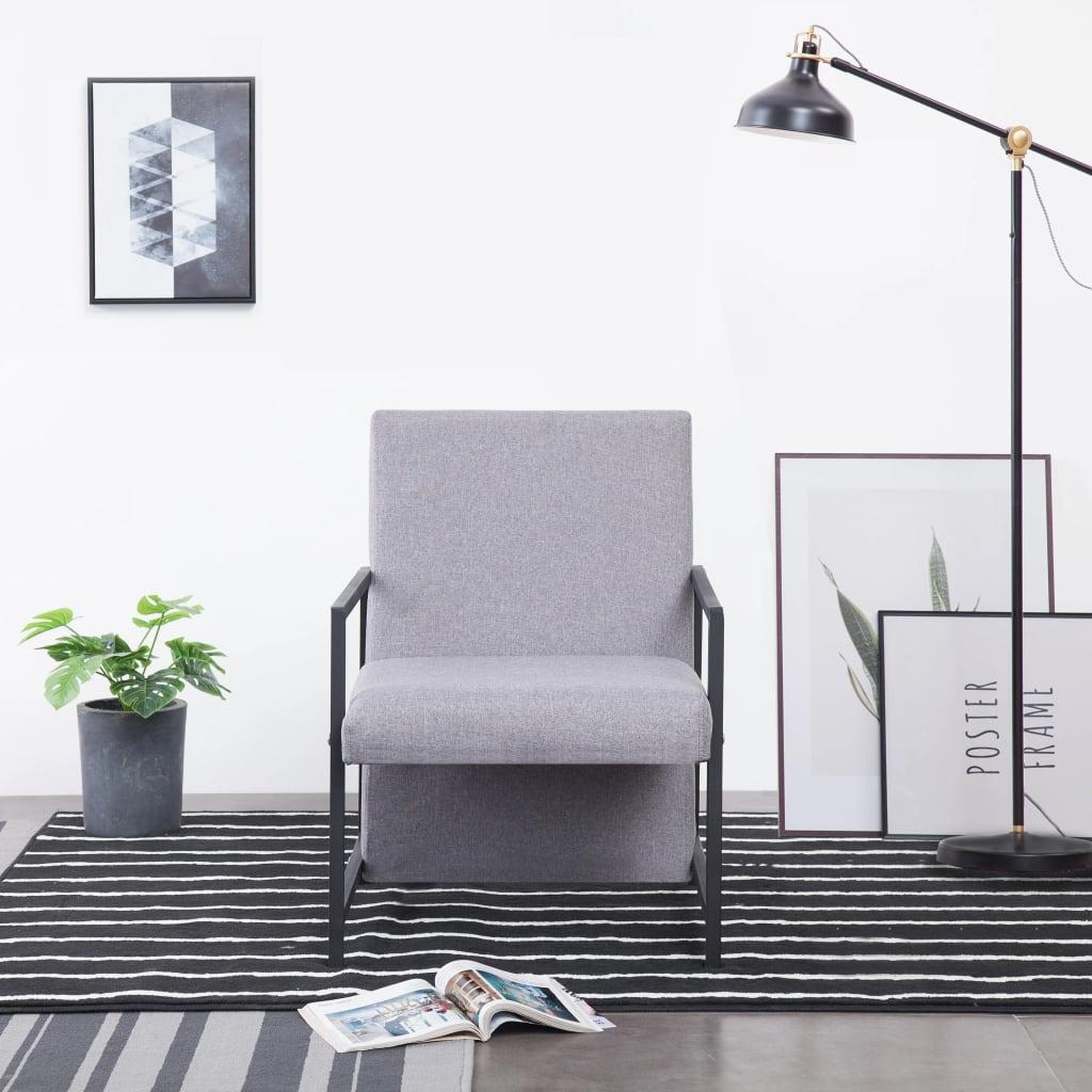 Voir la diapositive 1 : VIDAXL Fauteuil gris clair tissu