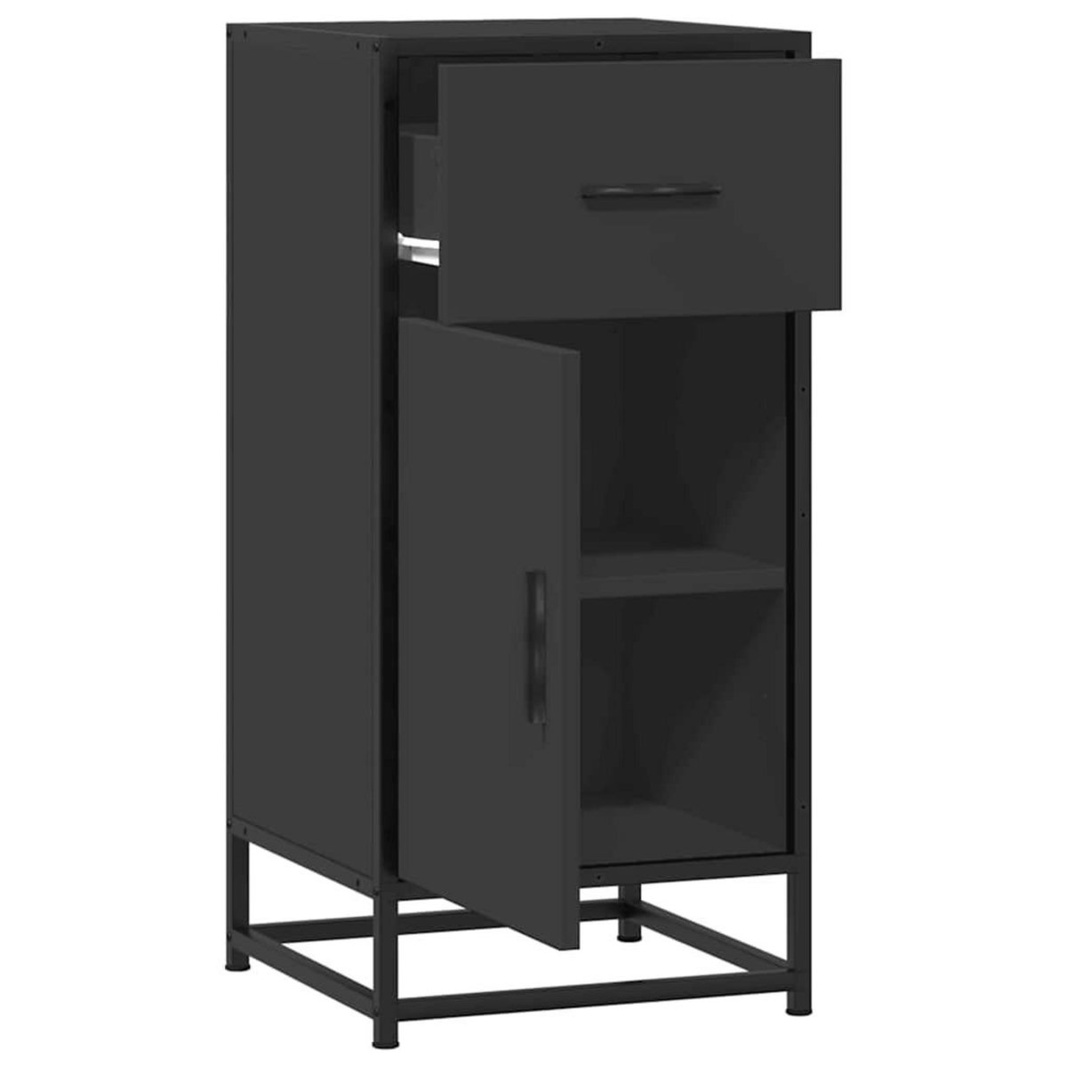 VIDAXL Buffet noir 35,5x35x76 cm bois d'ingenierie et metal