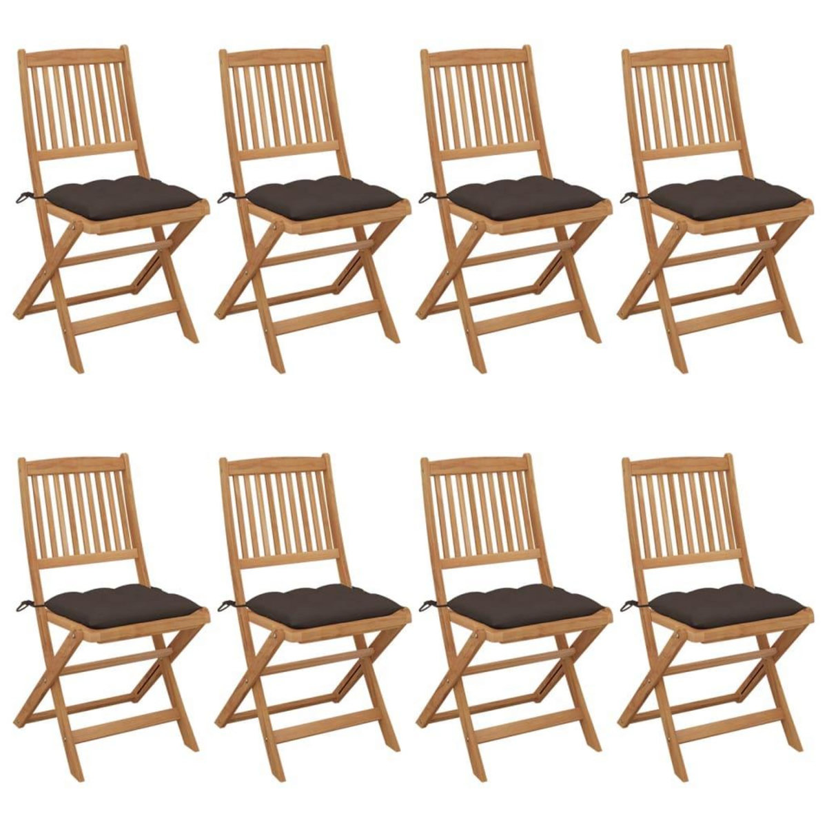 VIDAXL Chaises pliables de jardin lot de 8 avec coussins Bois d'acacia