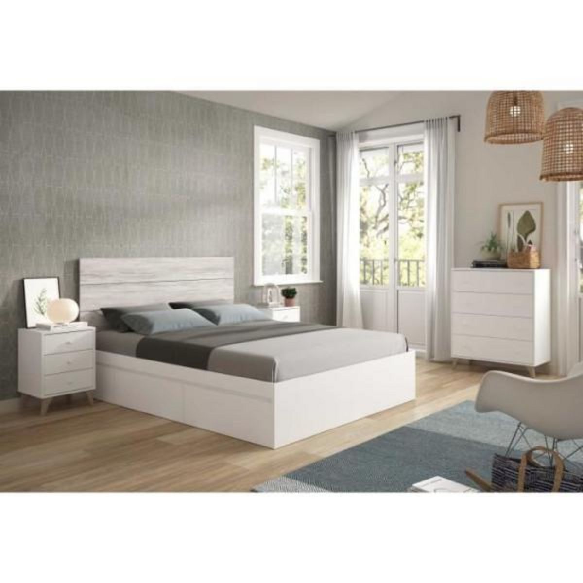 CALICOSY Commode - Sweet - 4 tiroirs - Blanc - 95 x 77.5 x 40 cm