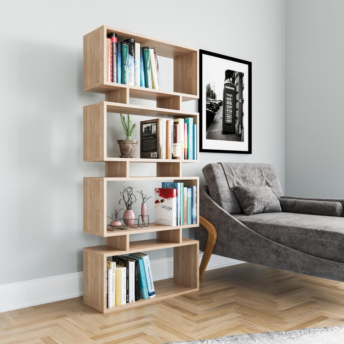 Habitat et Jardin Bibliothèque en bois  Langdon  - 72 x 25 x 161 cm - Beige