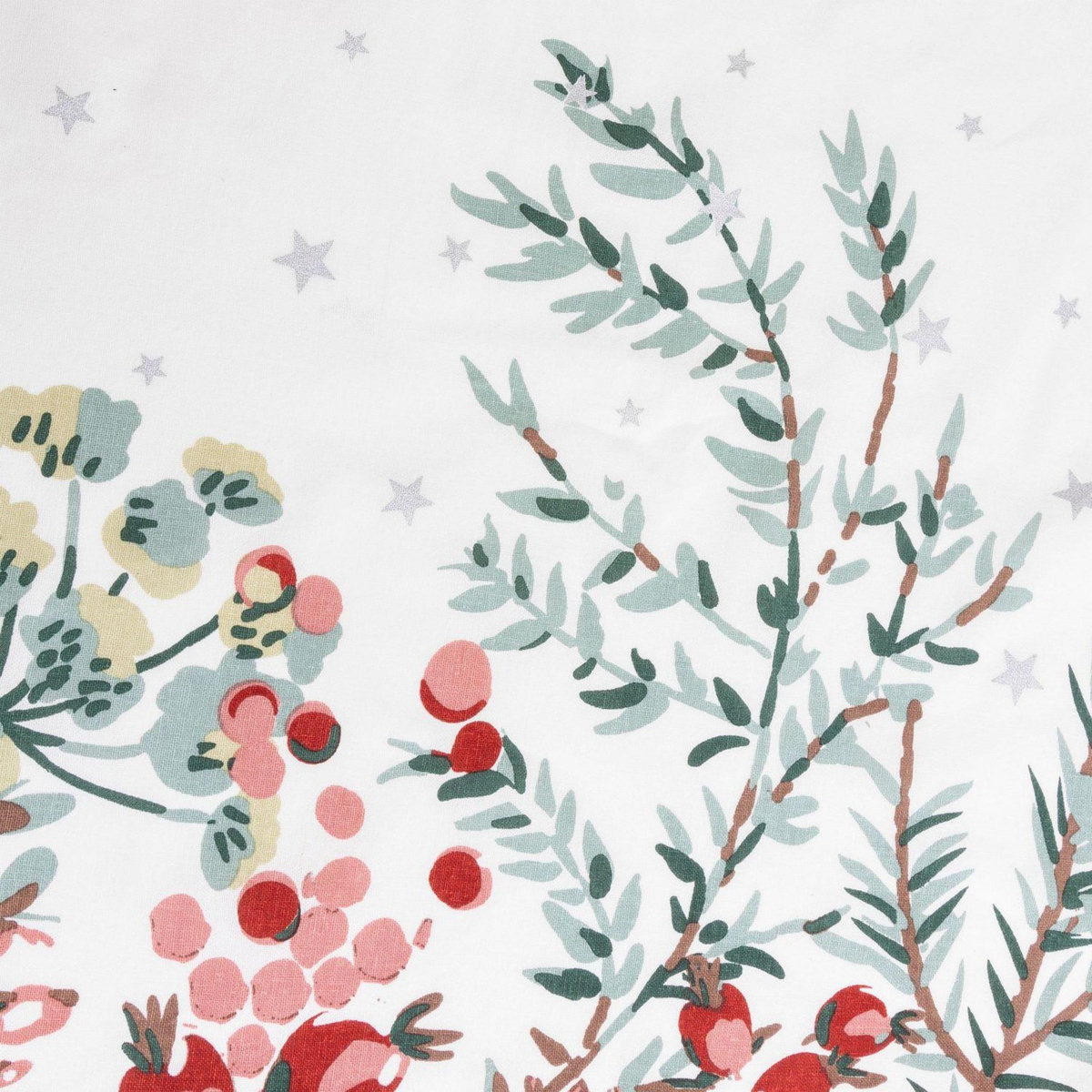 FEERIC LIGHT & CHRISTMAS Nappe de Noël rectangulaire motifs branches et étoiles - 140 x 240 cm - Blanc