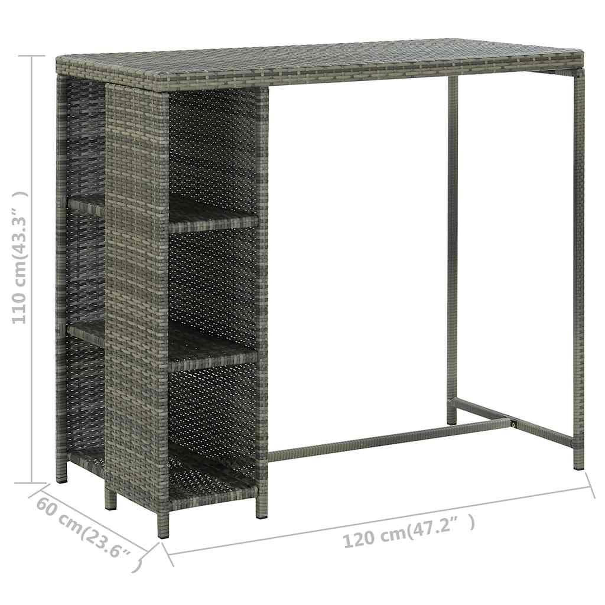 Voir la diapositive 3 : VIDAXL Ensemble de bar de jardin 5 pcs et coussins Resine tressee Gris
