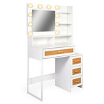 Paris Prix Coiffeuse 4 Tiroirs Avec Miroir LED  Rotina  143cm Blanc